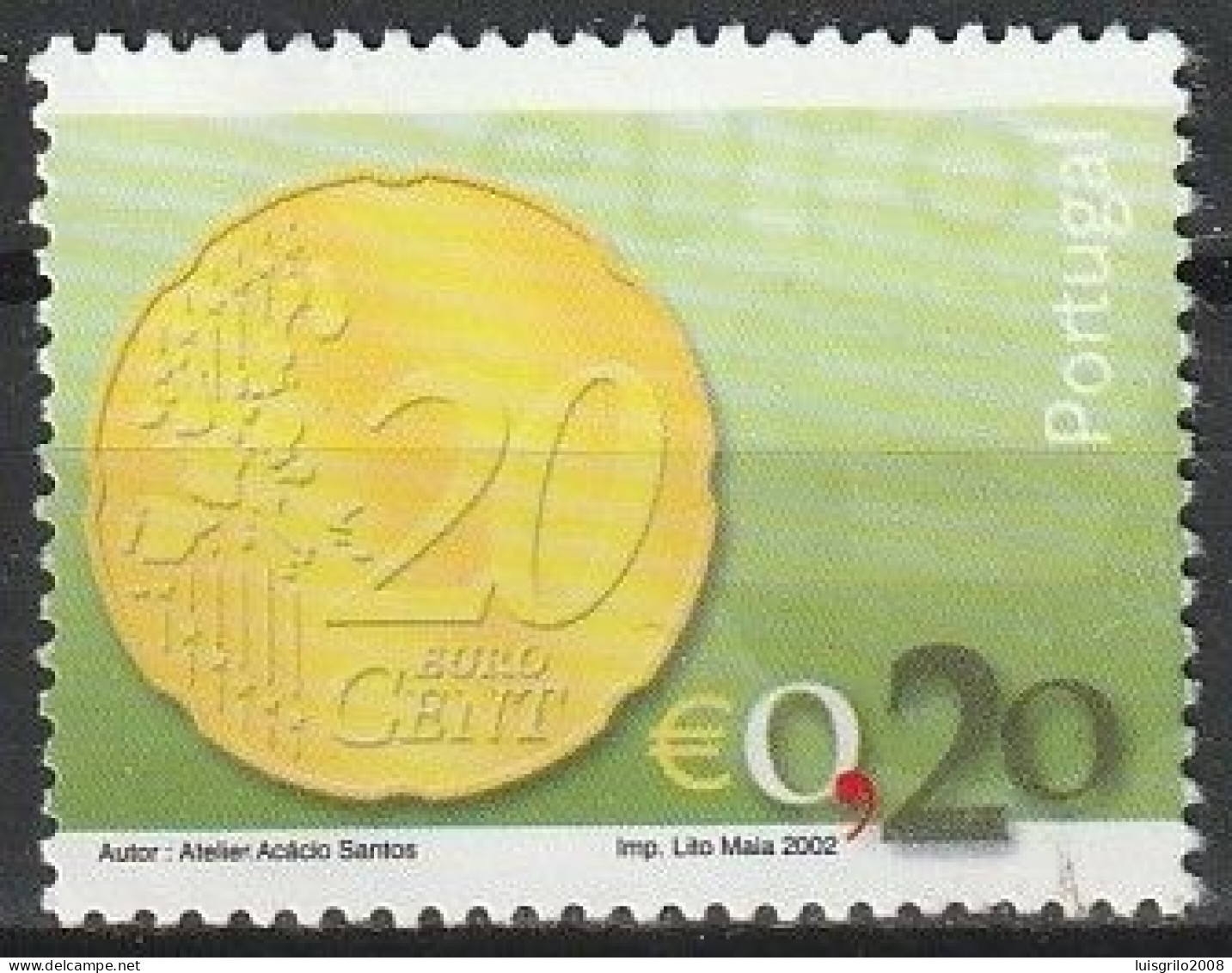 Portugal, 2002 - Euro, €0,20 -|- Mundifil - 2838 - Oblitérés