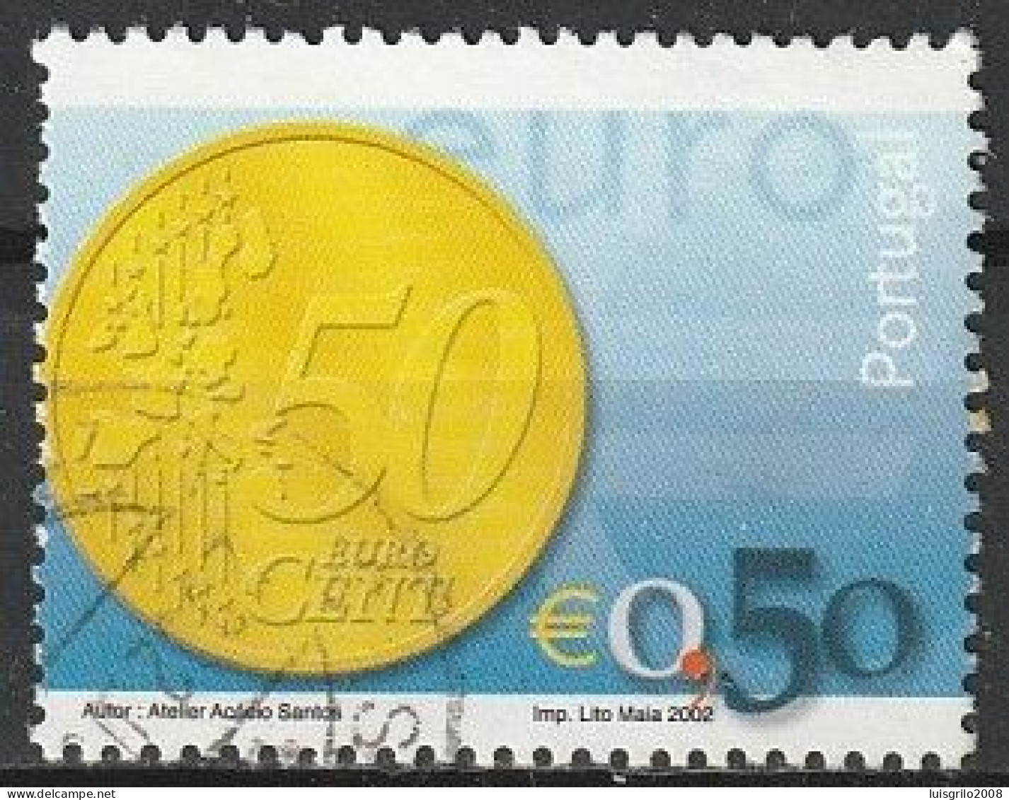 Portugal, 2002 - Euro, €0,50 -|- Mundifil - 2839 - Usado