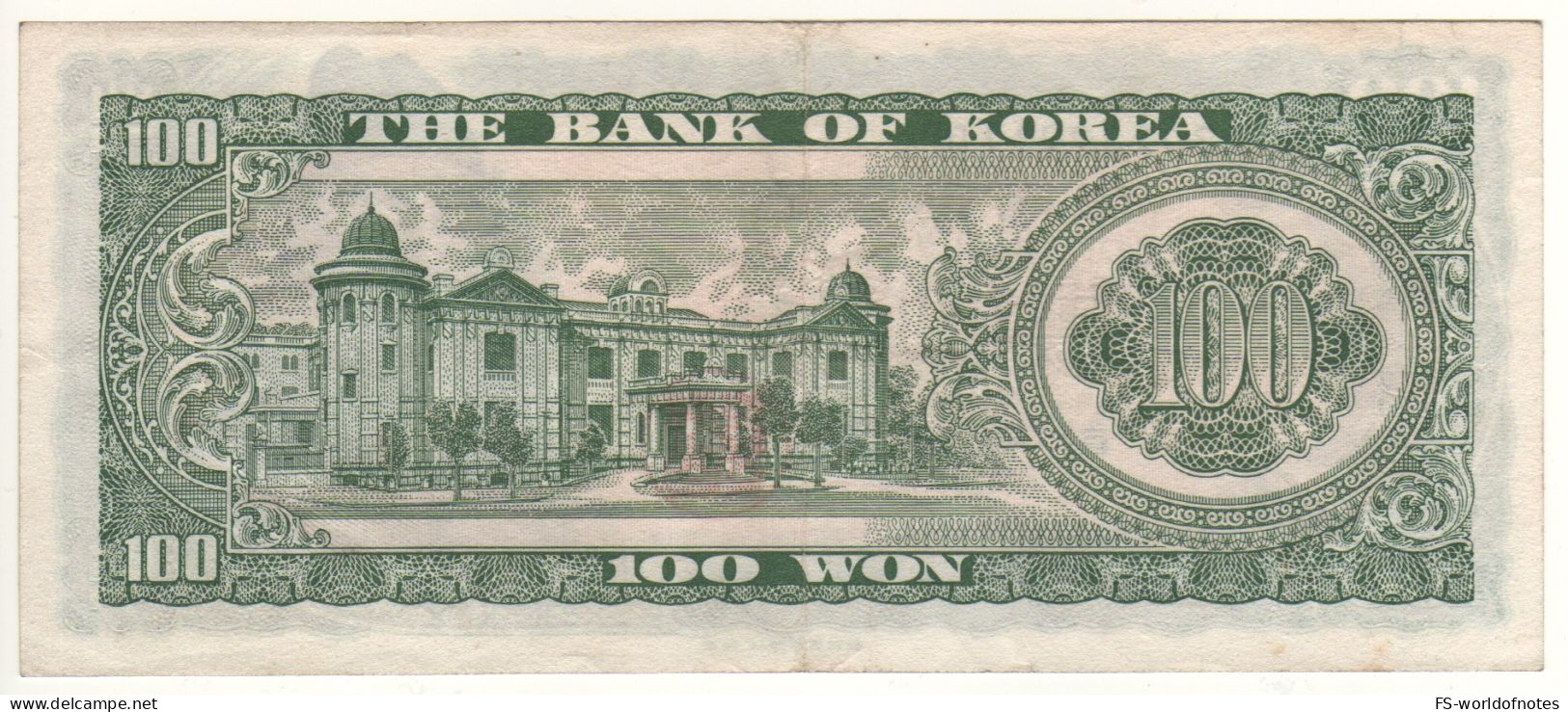 South KOREA   100 Won    P38A  (ND  1965)   " King Sejong The Great + Bank Of Korea Building At Back " - Corea Del Sud