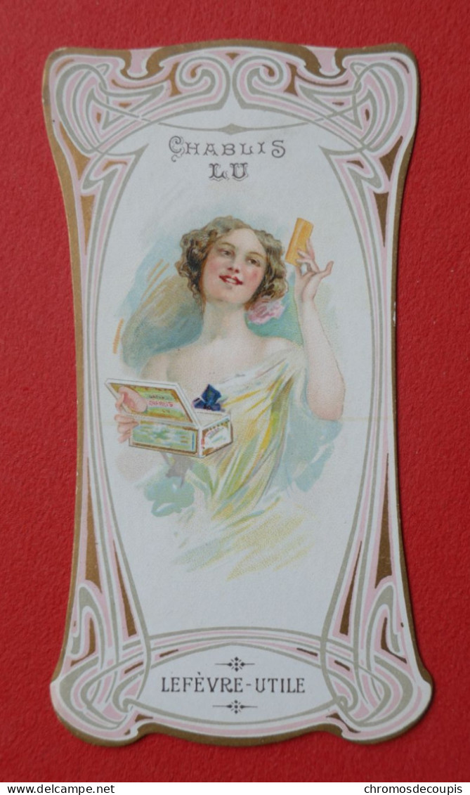 Chromo  LU  Lefevre -Utile  Osselet   Art Nouveau   Chablis  LU    Dame élégante Boite LU - Lu