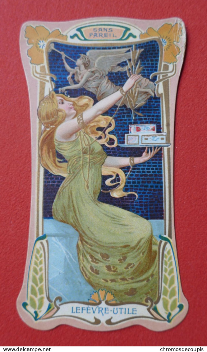 Chromo  LU  Lefevre -Utile  Osselet   Art Nouveau   Sans Pareil Style Mucha 1900 Trompette Renommée  Boite LU - Lu