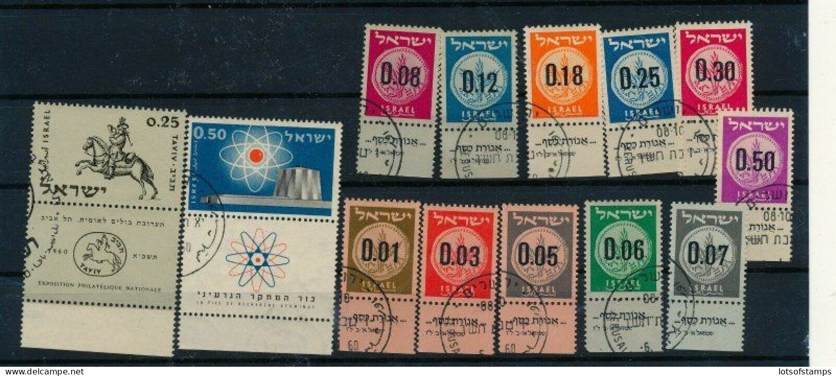 Israel 1960 Year Set Full Tabs VF WITH 1st Day POST MARKS FROM FDC's - Usados (con Tab)