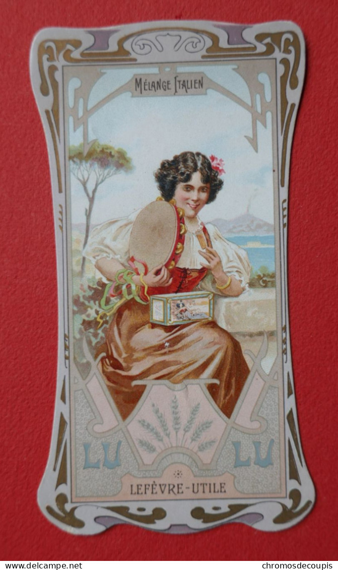 Chromo  LU  Lefevre -Utile  Osselet   Art Nouveau  Mélange Italien  Vésuve Baie De Naples - Lu