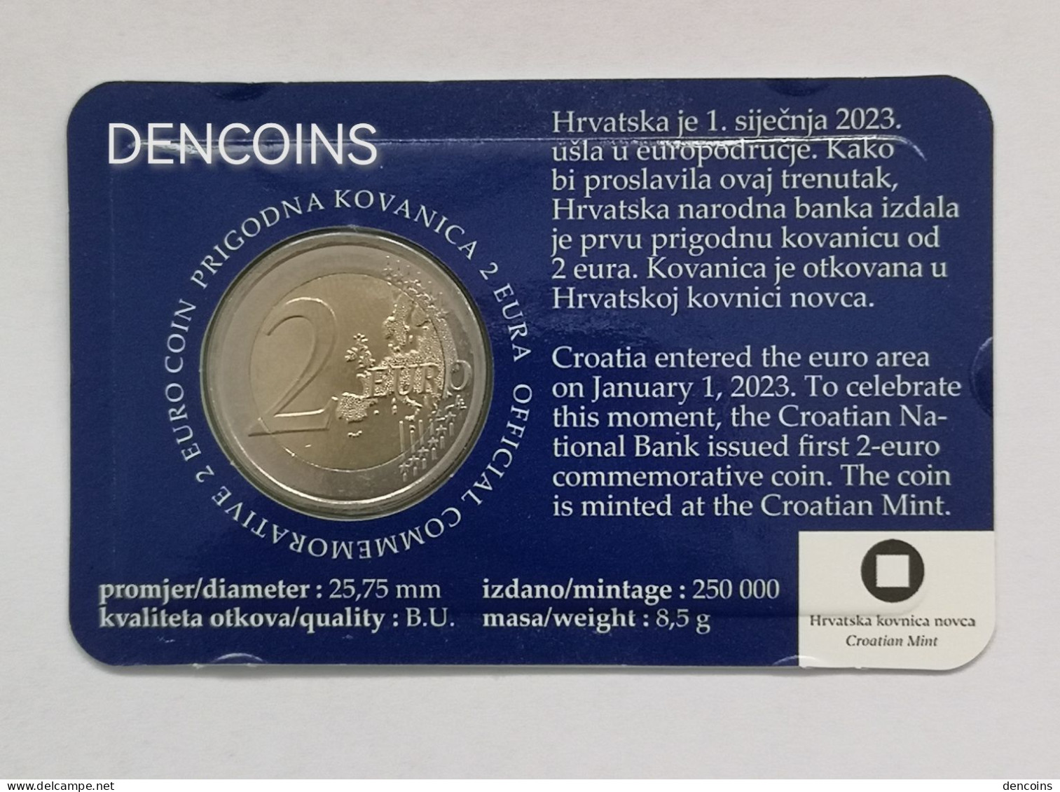 2 Euro CROACIA 2023 COINCARD - CROATIA  - NEUF - SIN CIRCULAR - NEW 2€ - Kroatien