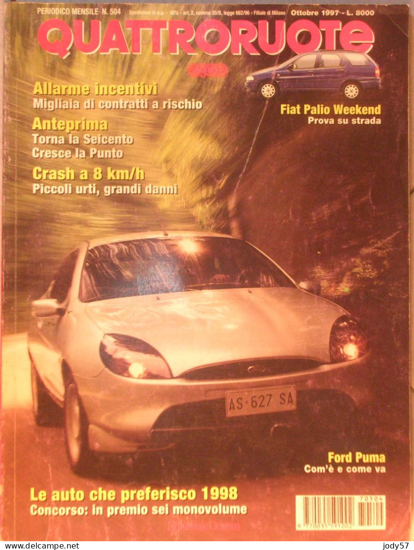 QUATTRORUOTE - N.504 - OTTOBRE 1997 - FORD PUMA - Moteurs