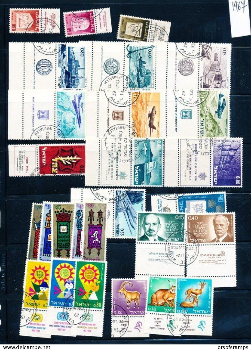 Israel 1967 Year Set Full Tabs VF WITH 1st DAY POST MARK - Used Stamps (with Tabs)