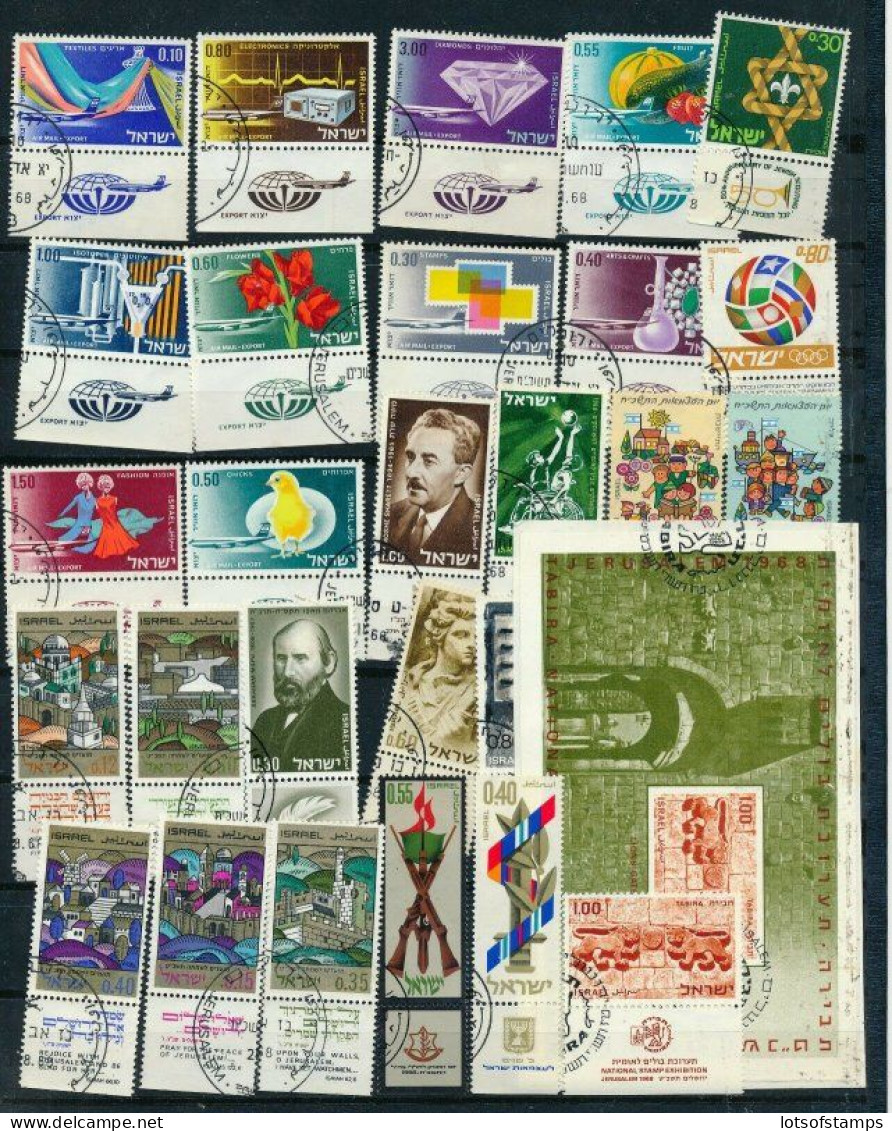 Israel 1968 Year Set Full Tabs + S/sheet Used 1st Day Post Marks From Fdc's - Used Stamps (with Tabs)