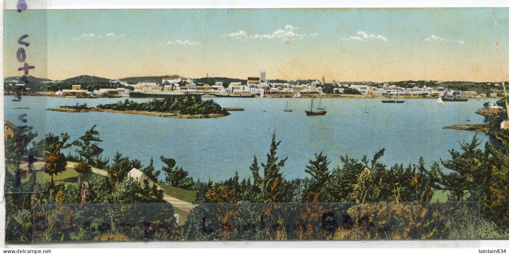 - Bermuda - Bermudes, 2 Longues Cartes, Panorama Of Hamilton And Princess Hôtel,  Dim : 28 X 9 Cm, Cartes Rares, Scans. - Bermudes