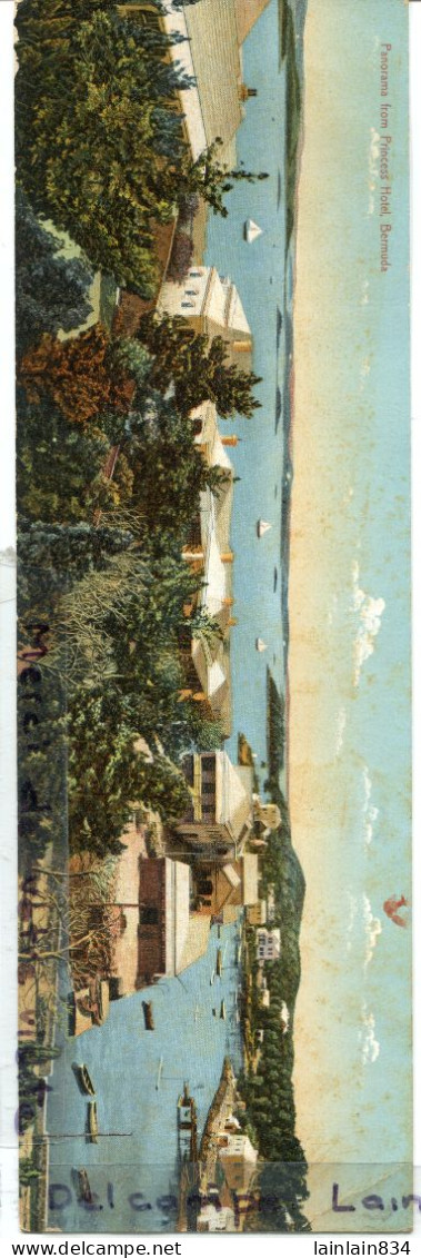 - Bermuda - Bermudes, 2 Longues Cartes, Panorama Of Hamilton And Princess Hôtel,  Dim : 28 X 9 Cm, Cartes Rares, Scans. - Bermudes