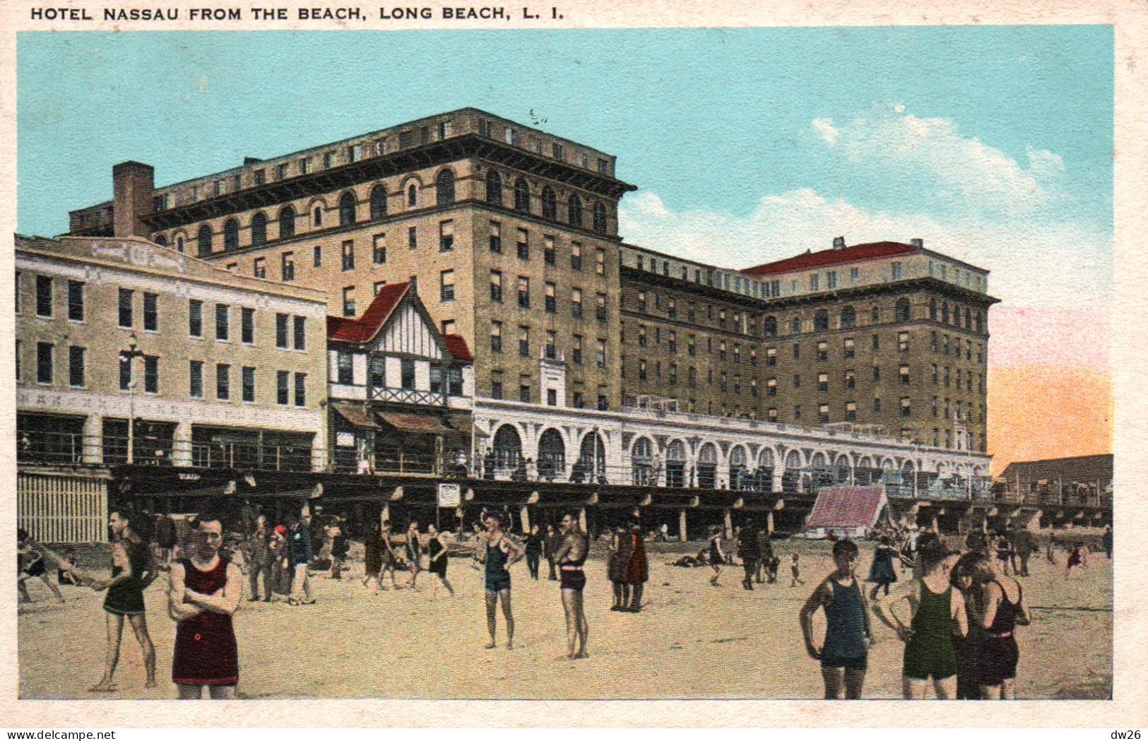 Hotel Nassau From The Beach, Long Beach, Long Island L.I. Not Circulated Post Card - Long Island