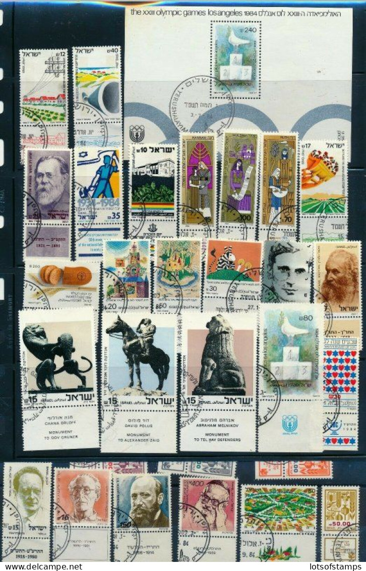 Israel 1984 Year Set Full Tabs VF WITH 1st Day POST MARKS FROM FDC's - Usados (con Tab)