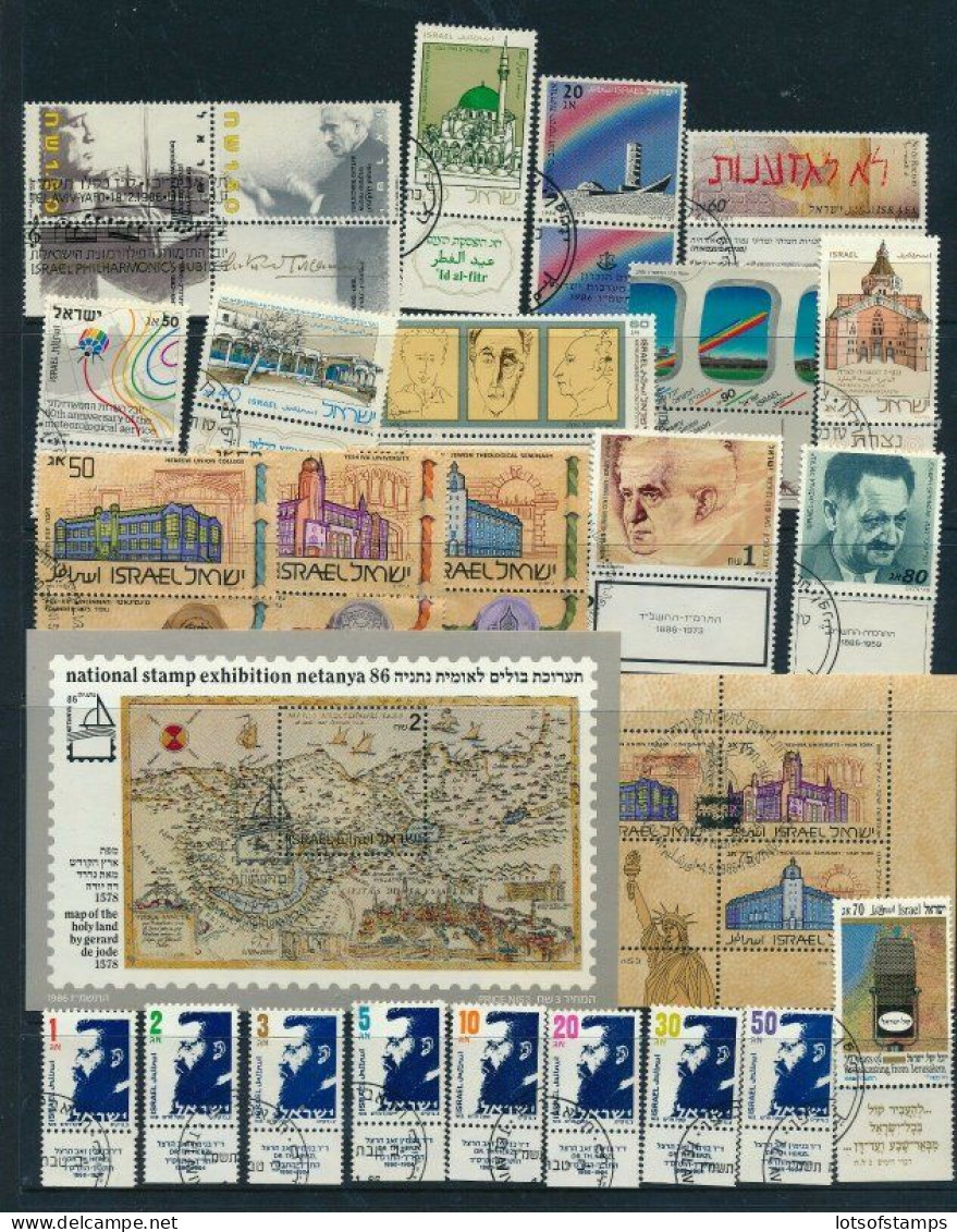 Israel 1986 Year Set Full Tabs VF WITH 1st Day POST MARKS FROM FDC's - Gebruikt (met Tabs)