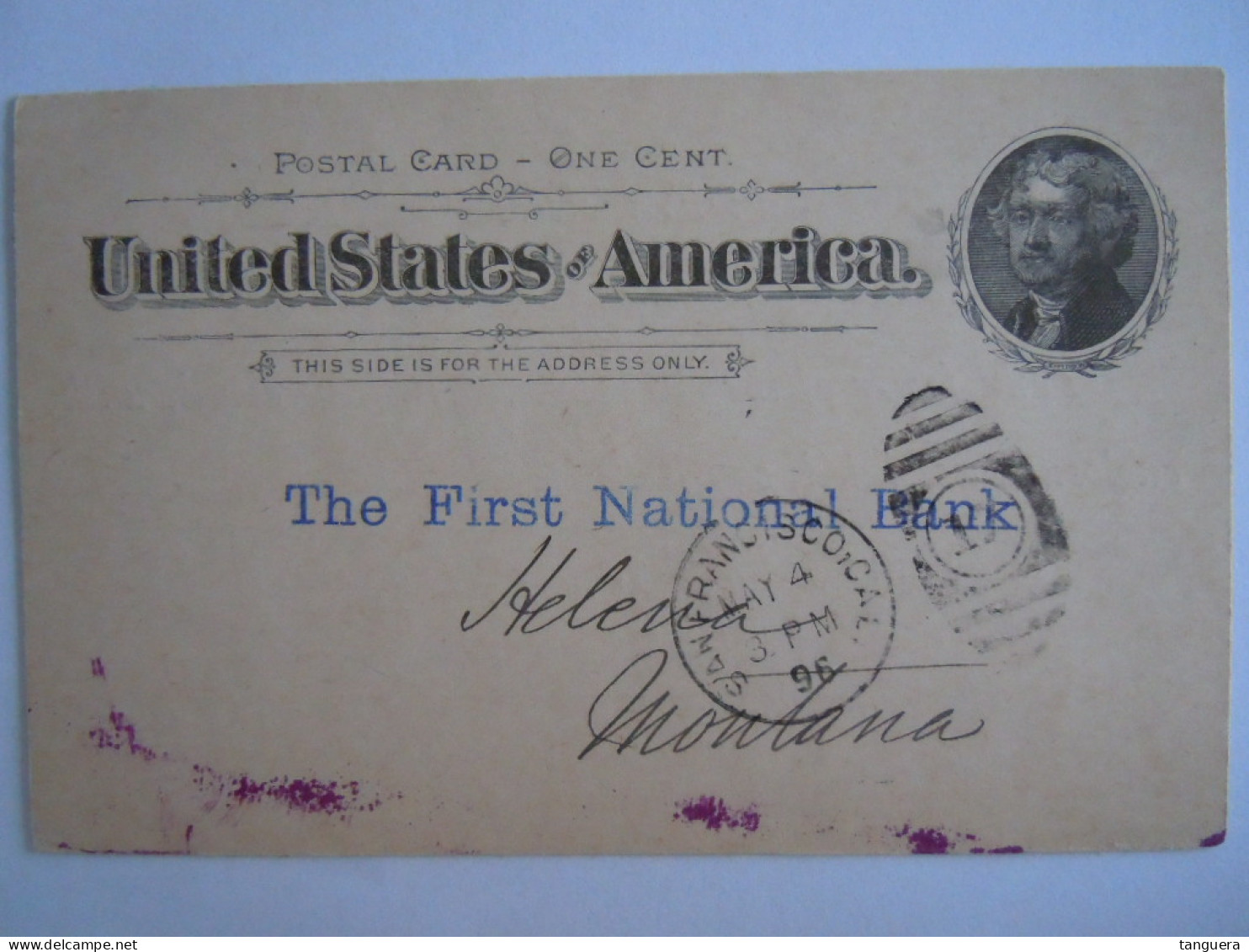 USA May 1896 Scott UX12 Postal Card San Francisco, Cal To Helena, Mont Entier Ganzsache - ...-1900