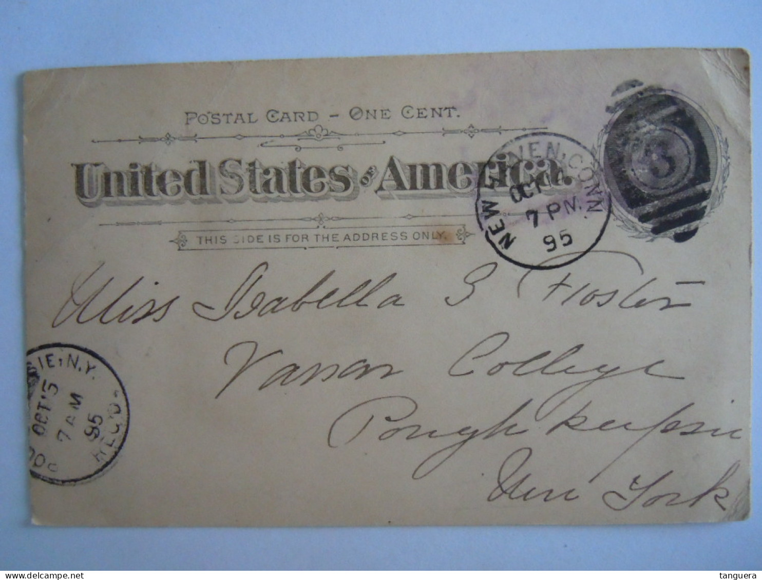 USA Oct 1895 Scott UX12 Postal Card New Haven Conn To Poughkeepsie, N.Y. Entier Ganzsache - ...-1900