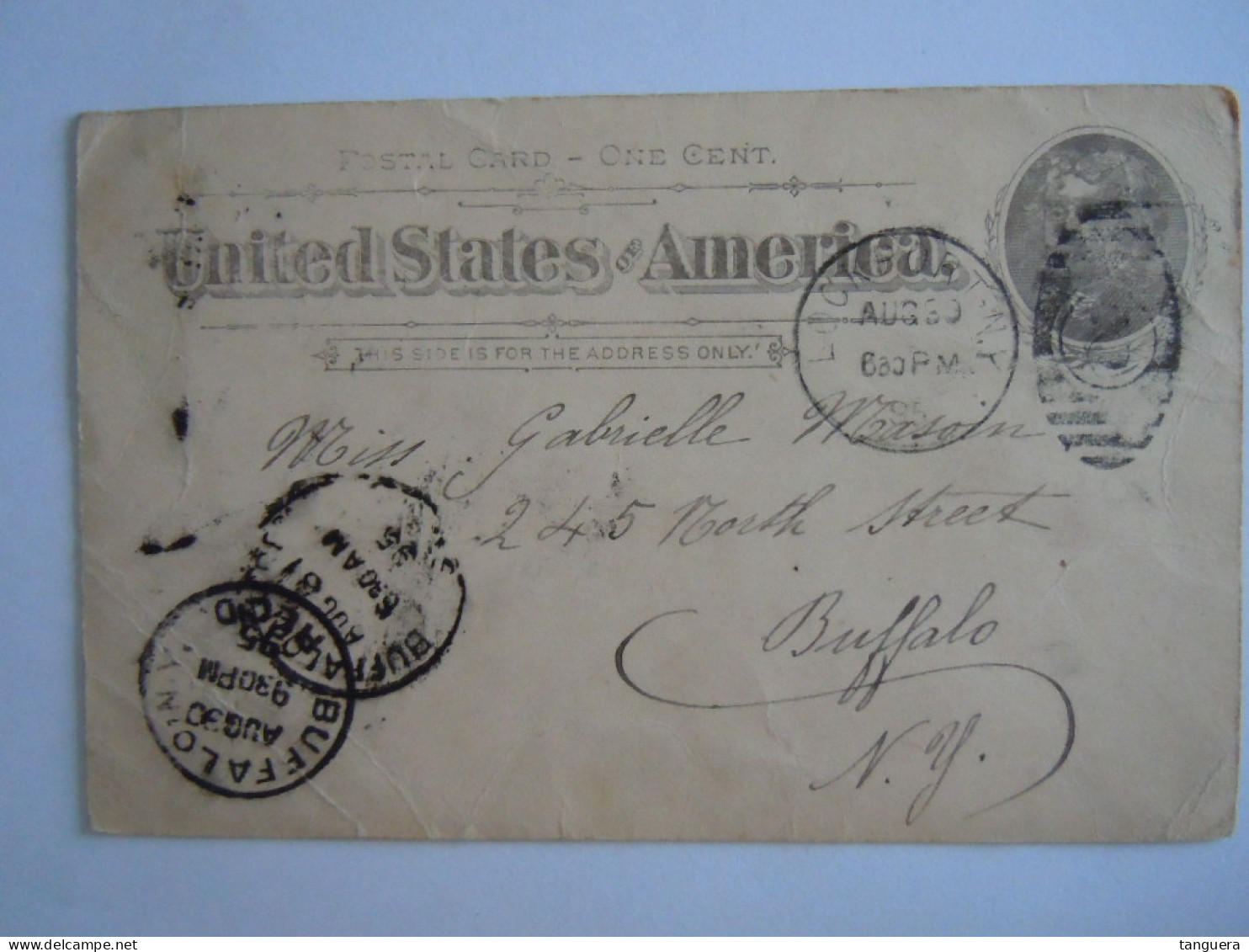 USA Aug 1895 Scott UX12 Postal Card Lockport, N.Y. To Buffalo Entier Ganzsache - ...-1900