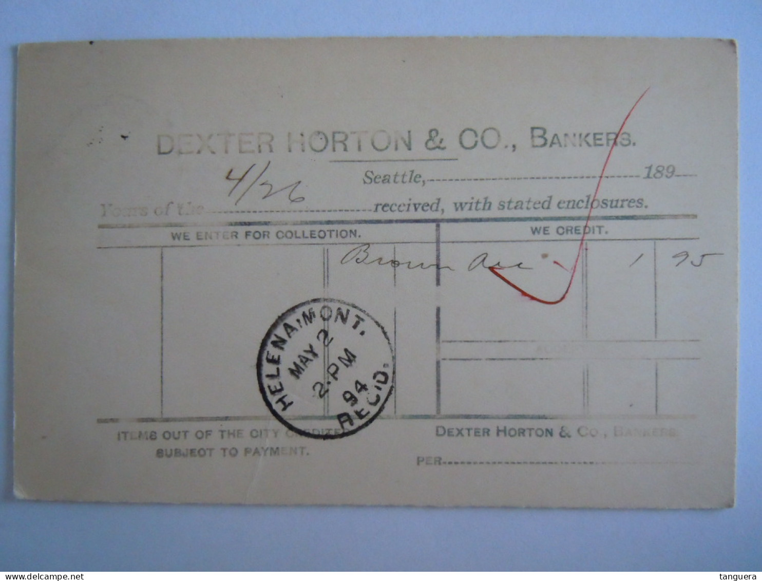 USA Apr 1894 Scott UX12 Postal Card  Seatle To Helena Mont Entier Ganzsache - ...-1900
