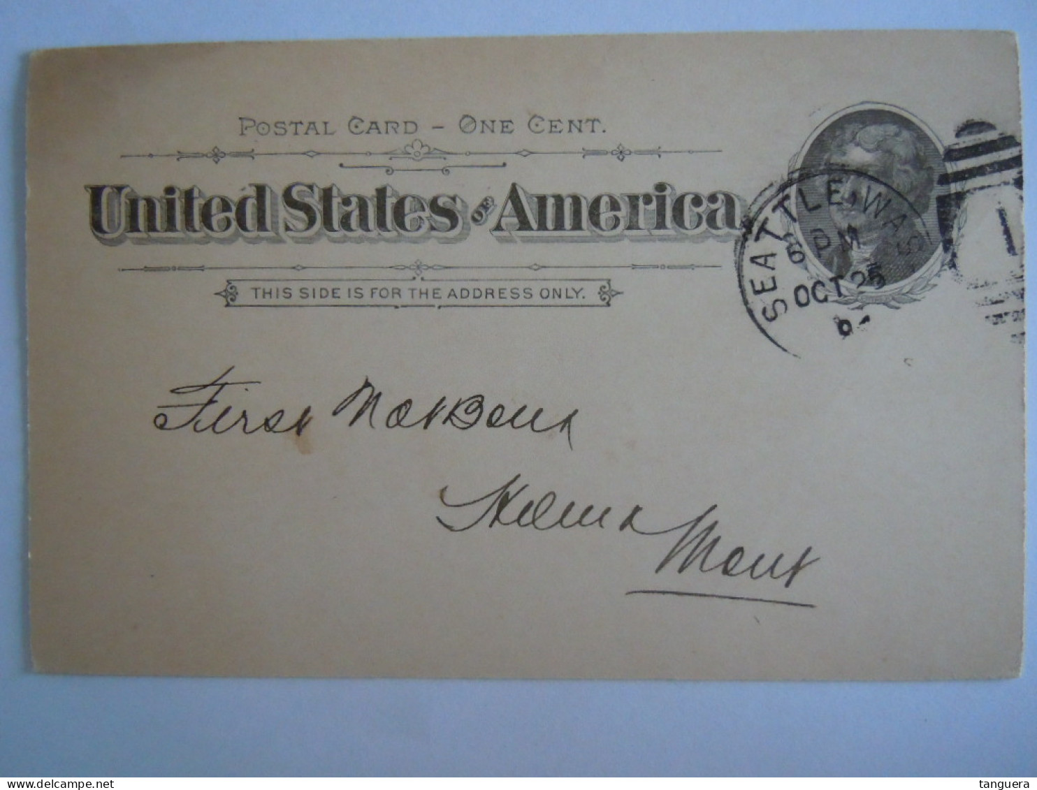 USA Oct 1894 Scott UX12 Postal Card Seatle To Helena Mont Entier Ganzsache - ...-1900