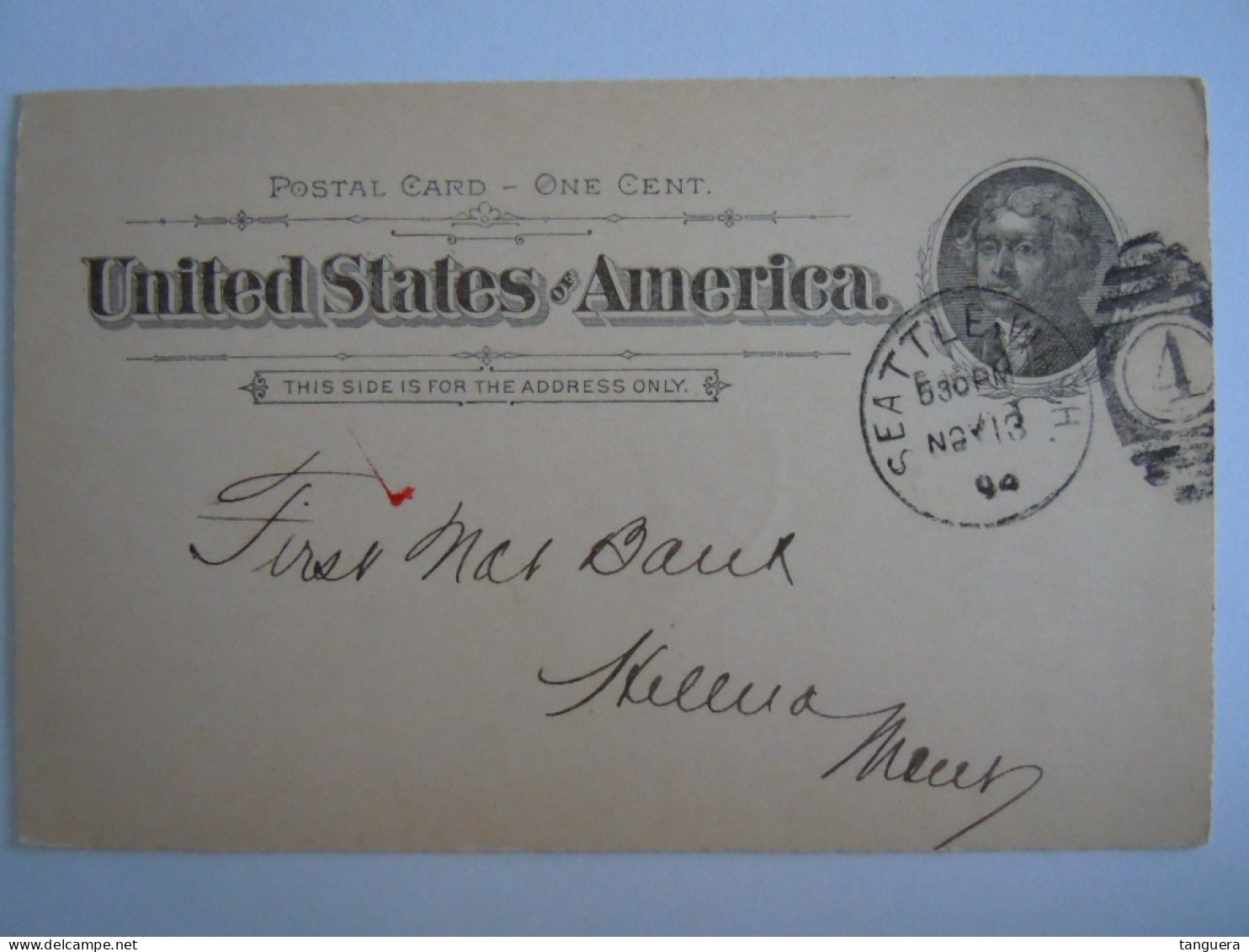 USA Nov 1894 Scott UX12 Postal Card Seatle To Helena Mont Entier Ganzsache - ...-1900