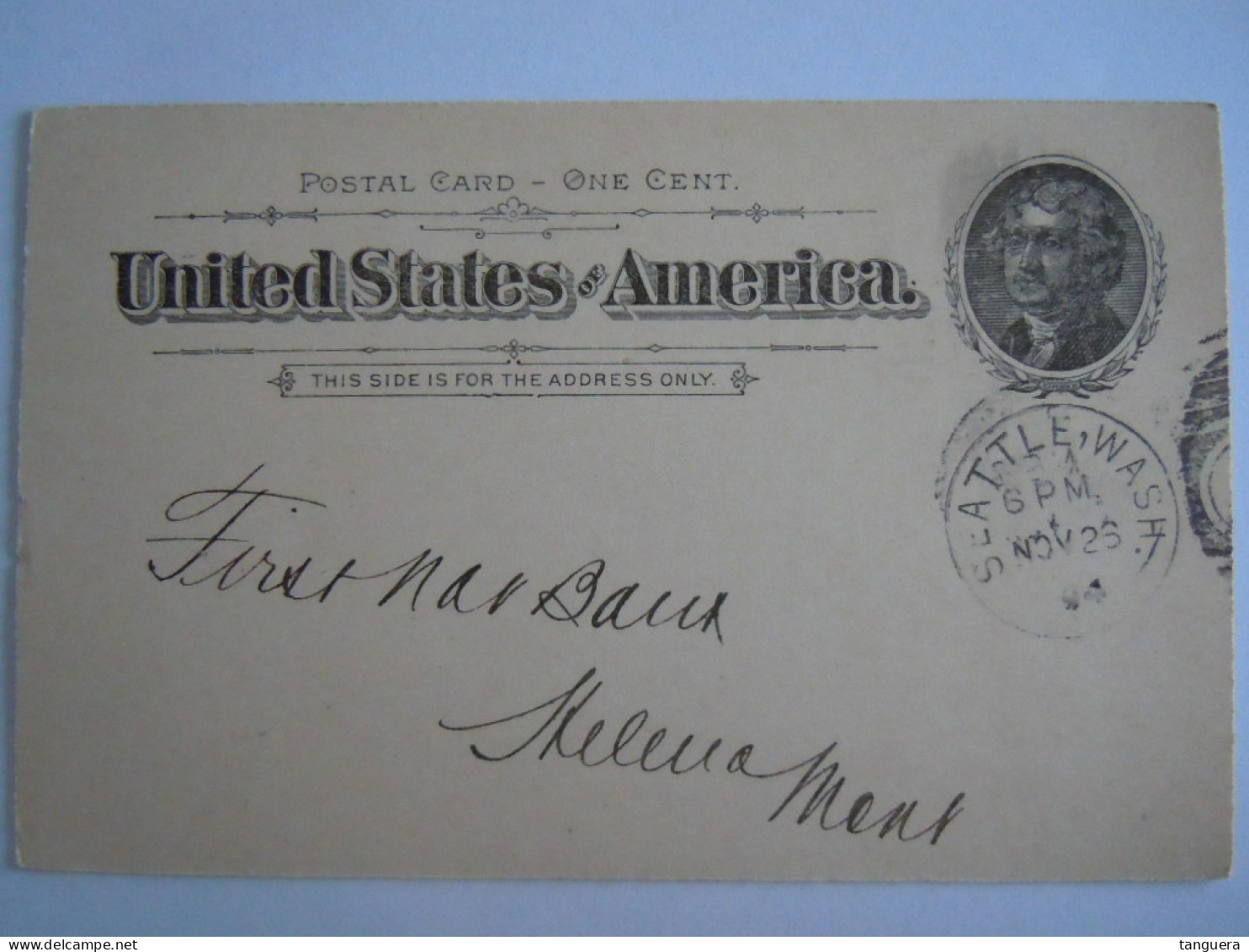 USA Nov 1894 Scott UX12 Postal Card Seatle To Helena Mont Entier Ganzsache - ...-1900