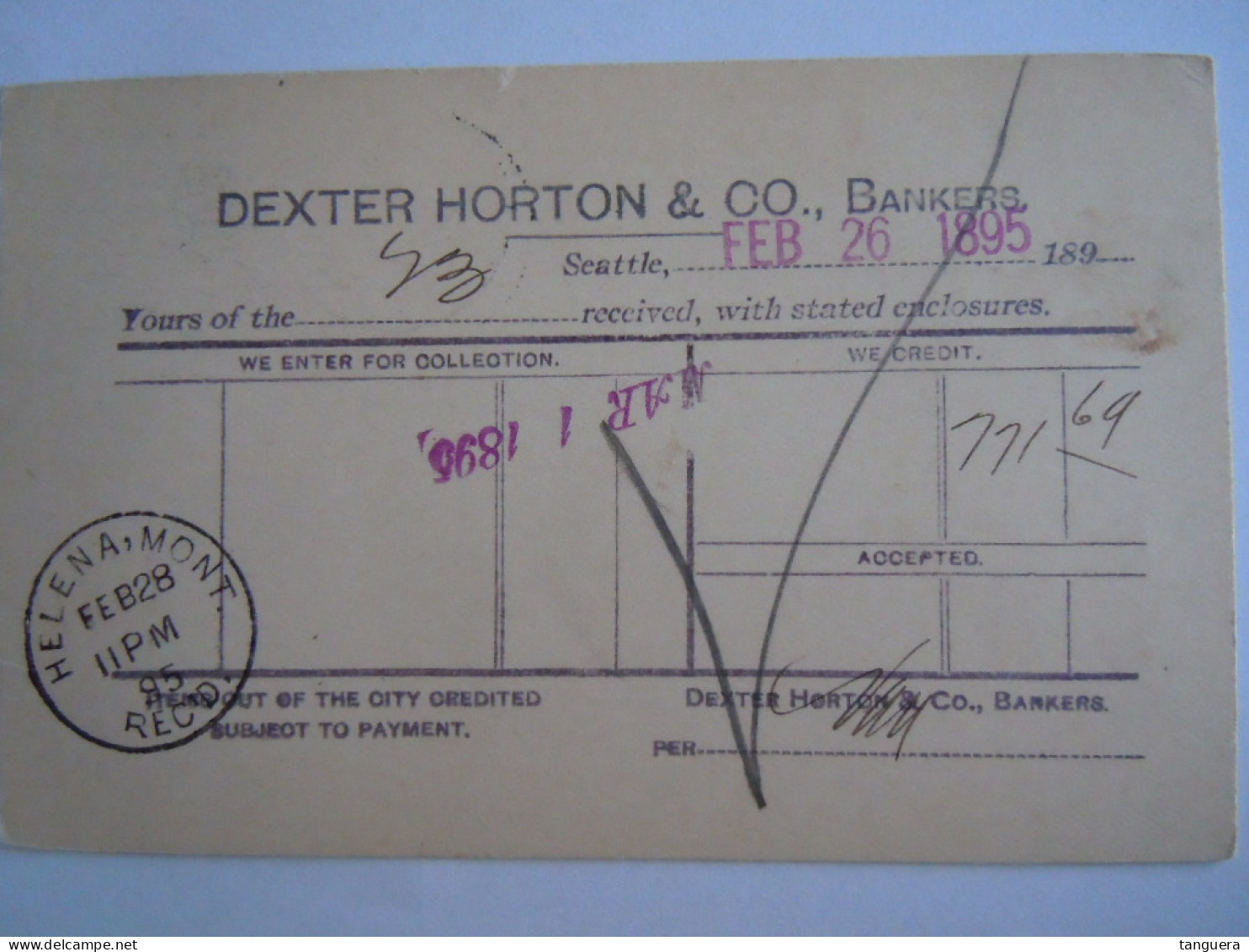 USA Feb 1895 Scott UX12 Postal Card Seattle To Helena Mont Entier Ganzsache - ...-1900