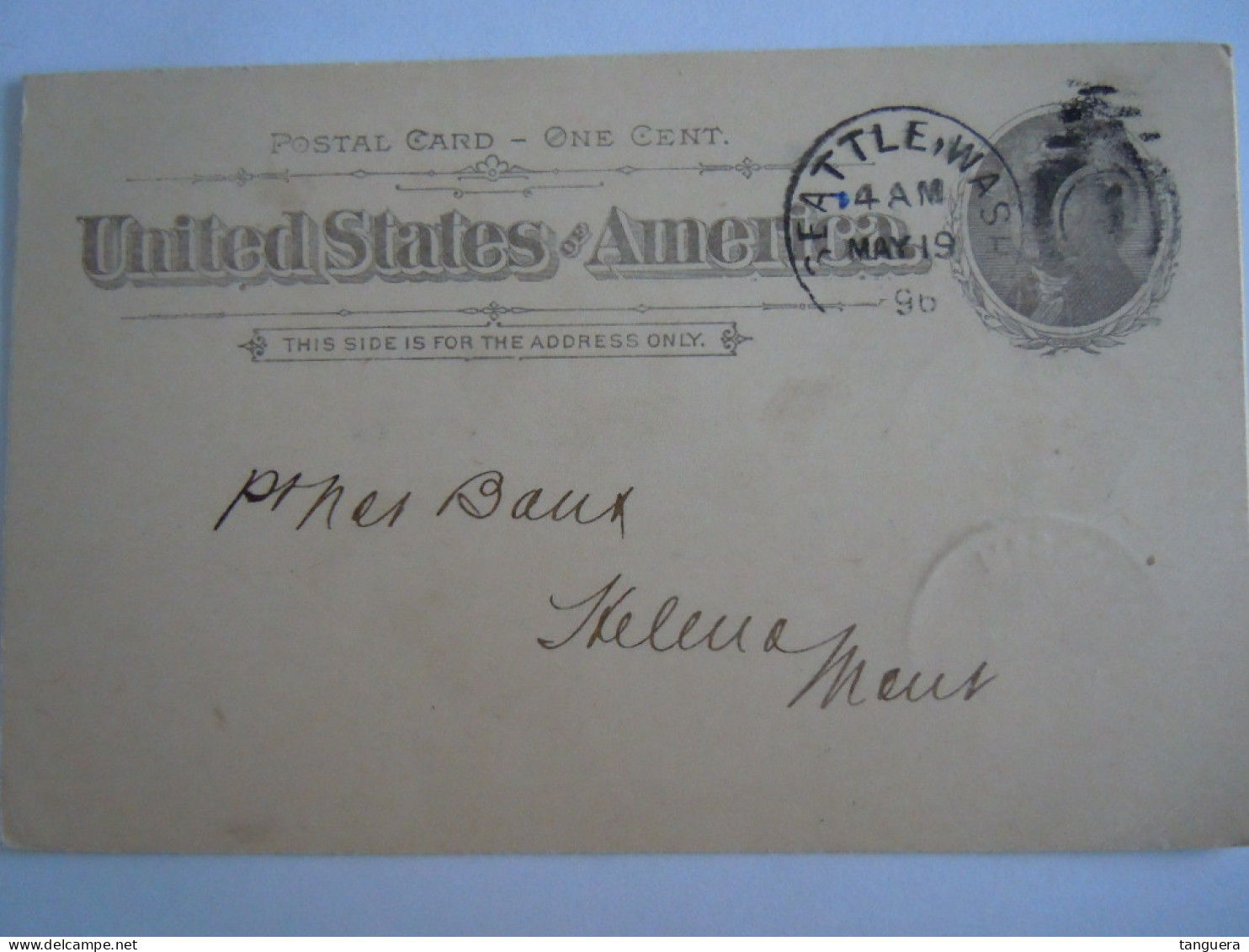 USA Mar 1896 Scott UX12 Postal Card Seattle To Helena Mont Entier Ganzsache - ...-1900