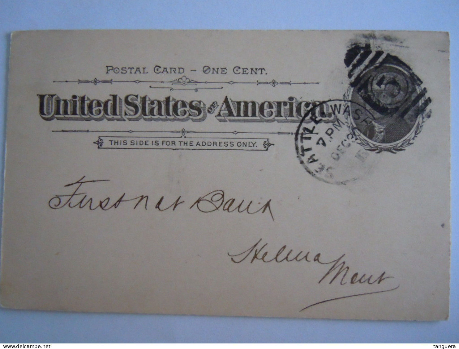 USA Dec 1895 Scott UX12 Postal Card Seattle To Helena Mont Entier Ganzsache - ...-1900