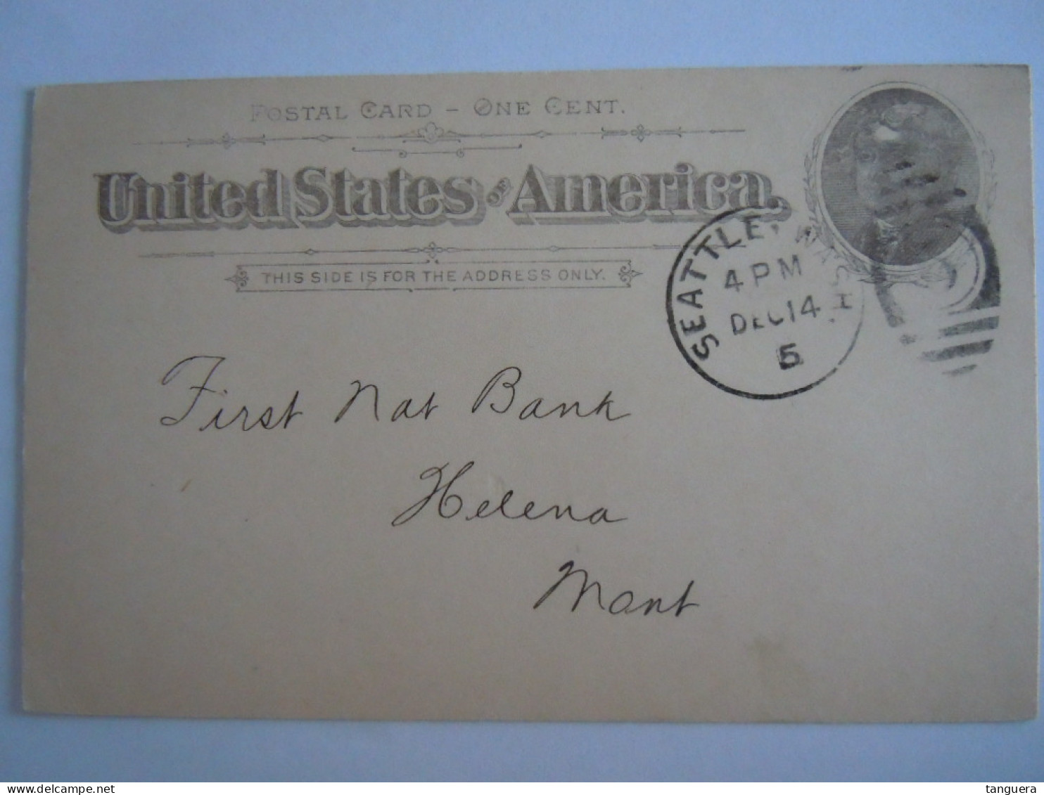 USA Dec 1895 Scott UX12 Postal Card Seattle To Helena Mont Entier Ganzsache - ...-1900