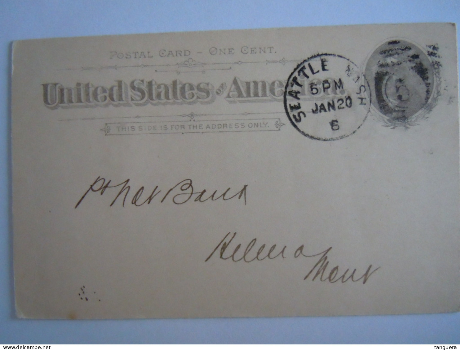 USA Jan 1896 Scott UX12 Postal Card Seattle To Helena Mont Entier Ganzsache - ...-1900