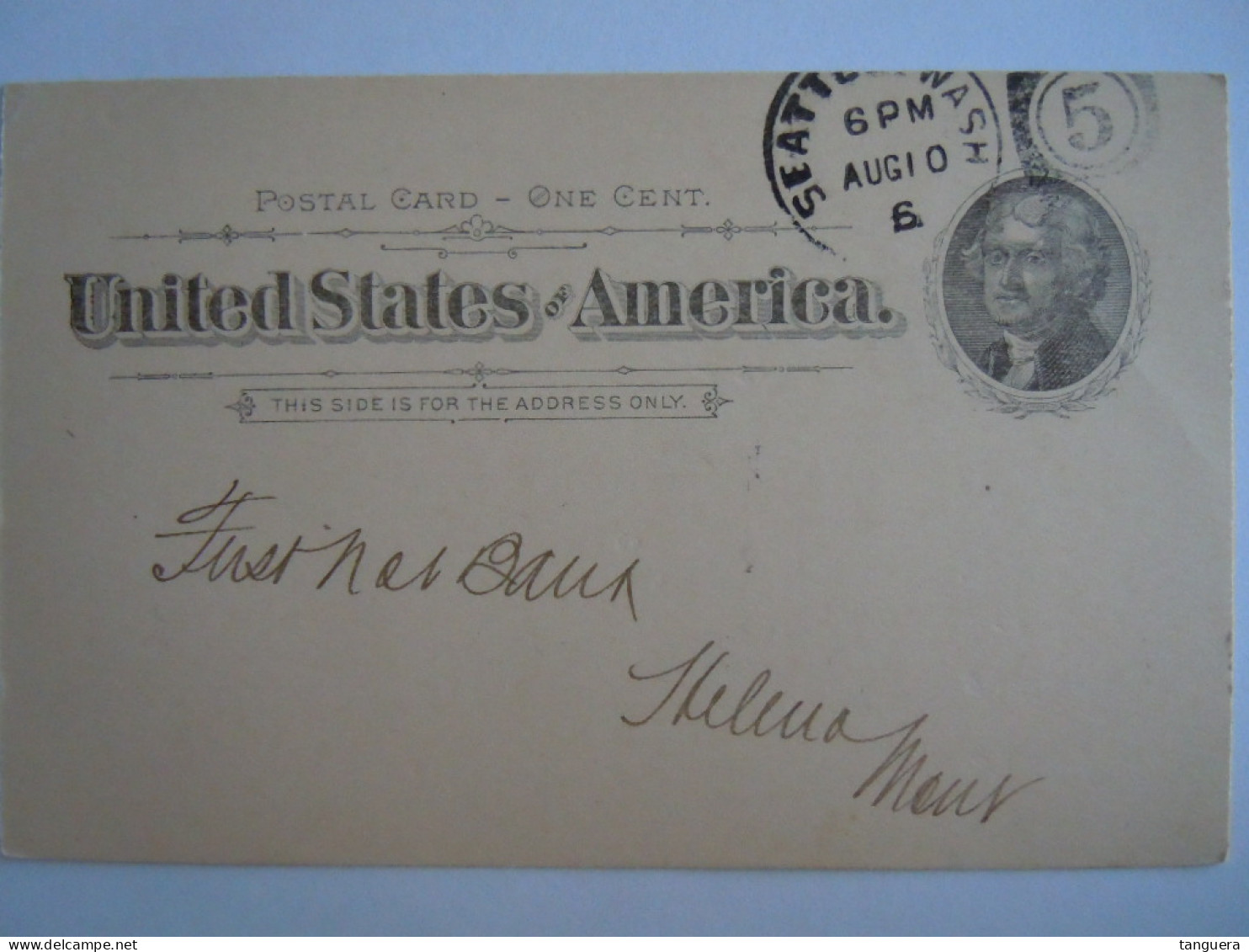 USA Aug 1896 Scott UX12 Postal Card Seattle To Helena Mont Entier Ganzsache - ...-1900