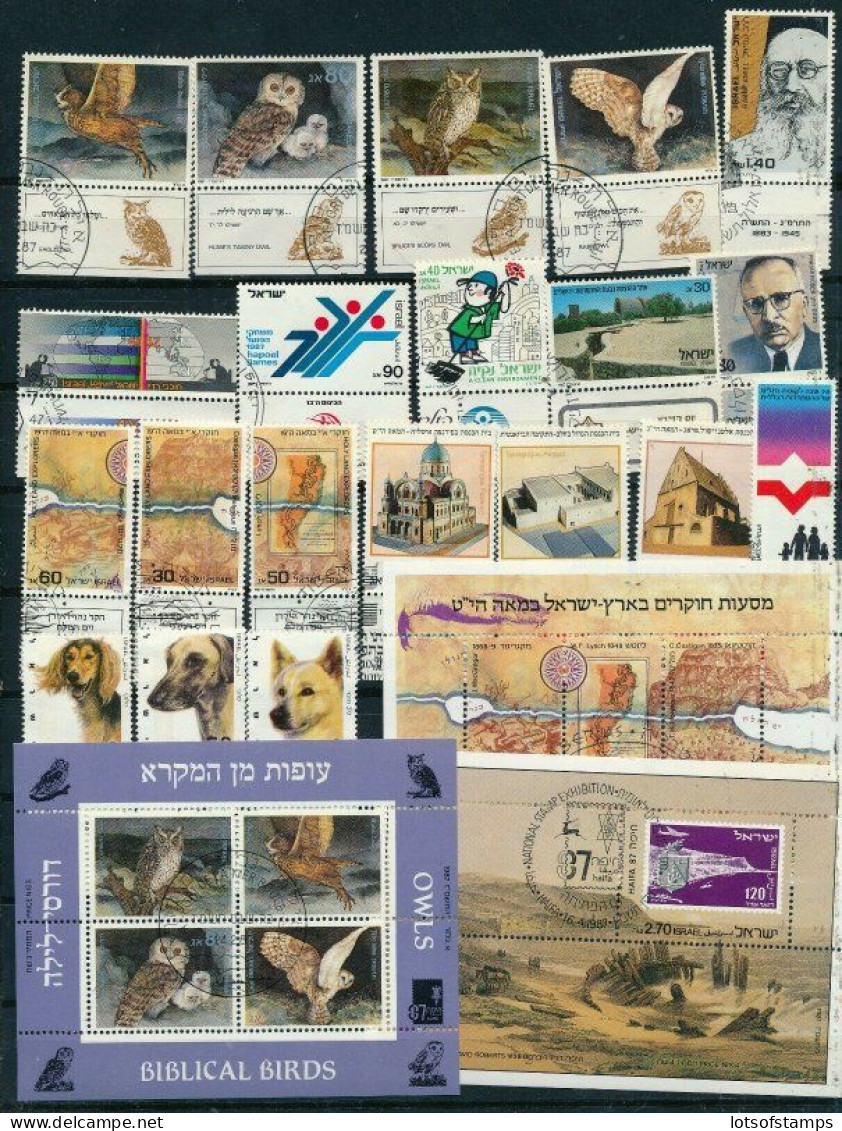 Israel 1987 Year Set Full Tabs VF WITH 1st Day POST MARKS FROM FDC's - Oblitérés (avec Tabs)