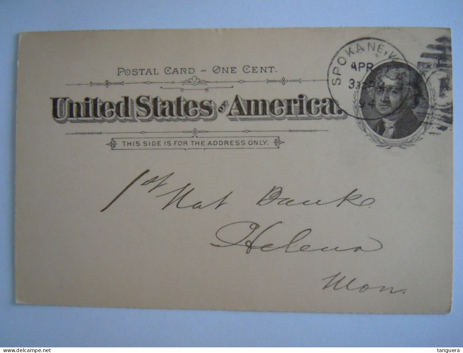 USA Apr 1894 Scott UX12 Postal Card Spokane Falls, Wash To Helena, Mont Entier Ganzsache - ...-1900