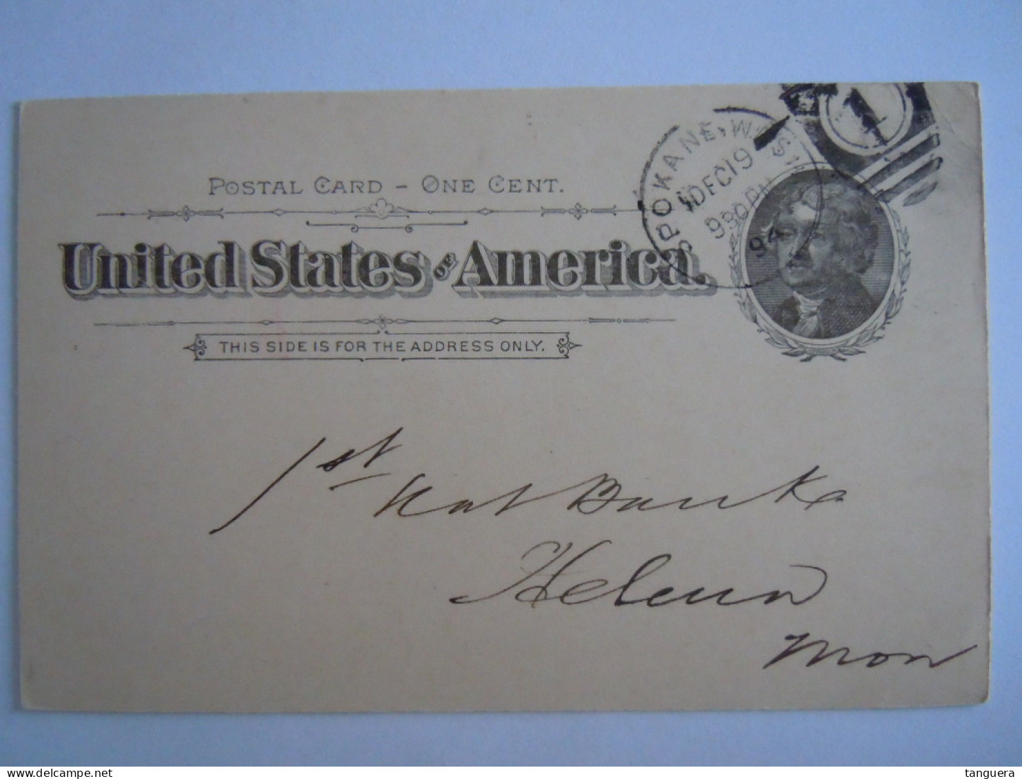 USA Dec 1894 Scott UX12 Postal Card Spokane Falls, Wash To Helena, Mont Entier Ganzsache - ...-1900