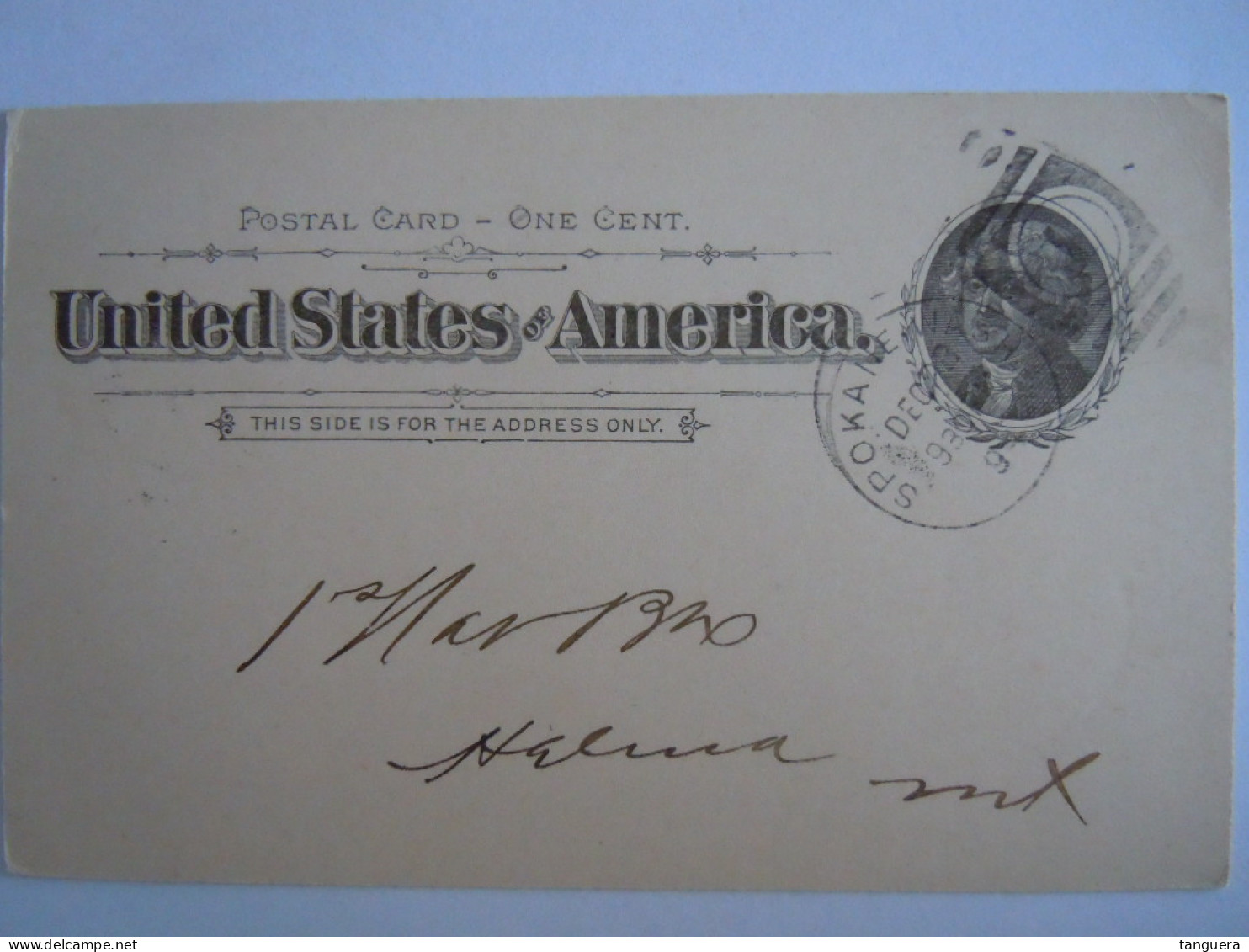 USA Dec 1894 Scott UX12 Postal Card Spokane Falls, Wash To Helena, Mont Entier Ganzsache - ...-1900