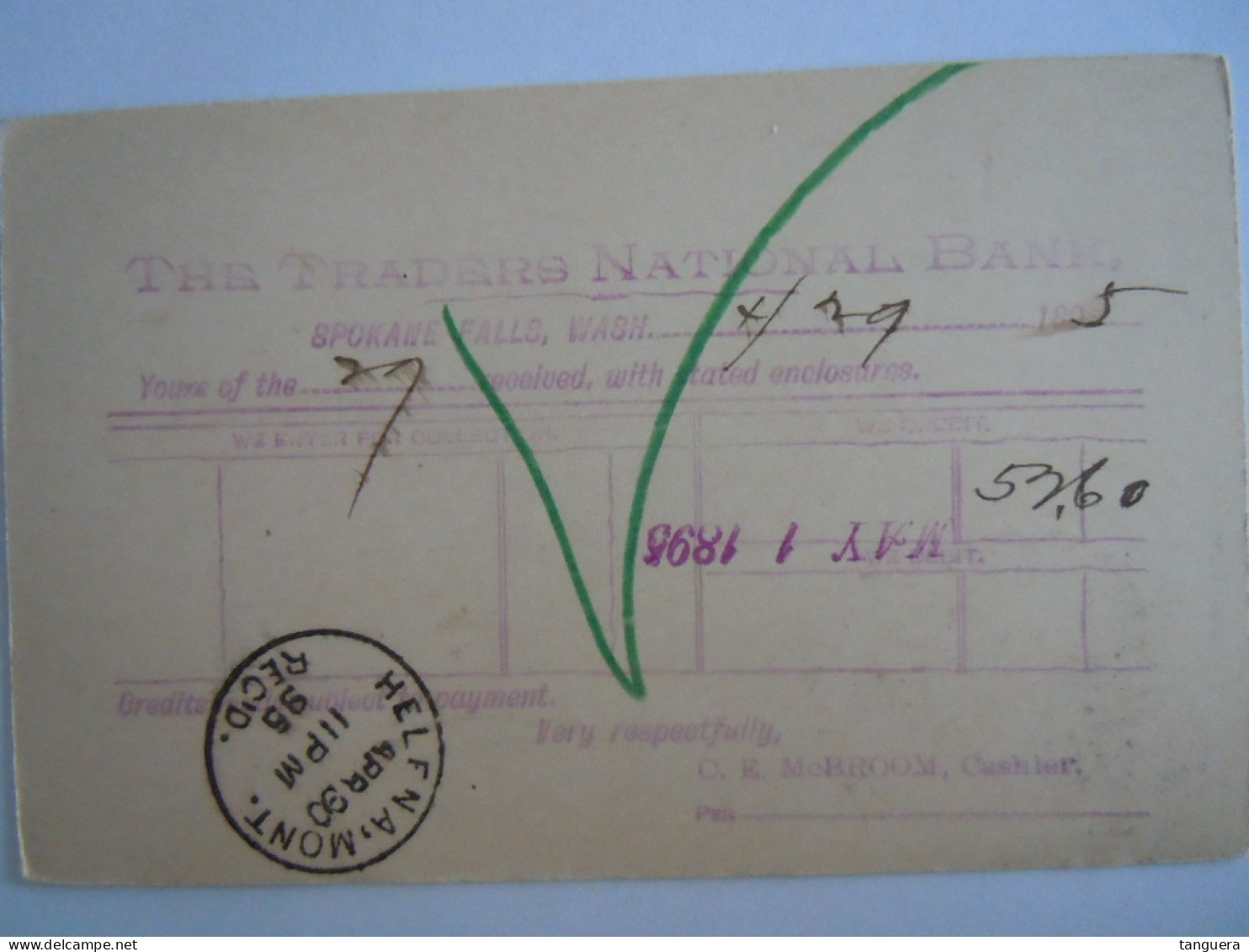 USA Apr 1895 Scott UX12 Postal Card Spokane Falls, Wash To Helena, Mont Entier Ganzsache - ...-1900