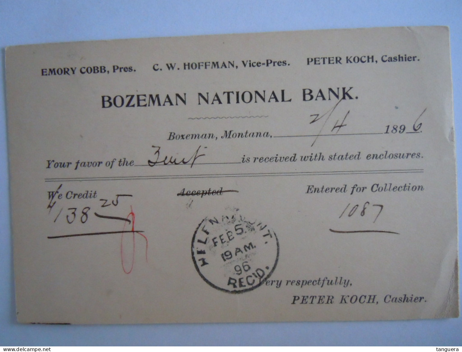 USA Feb 1896 Scott UX12 Postal Card Bozeman, Mont To Helena, Mont Entier Ganzsache - ...-1900