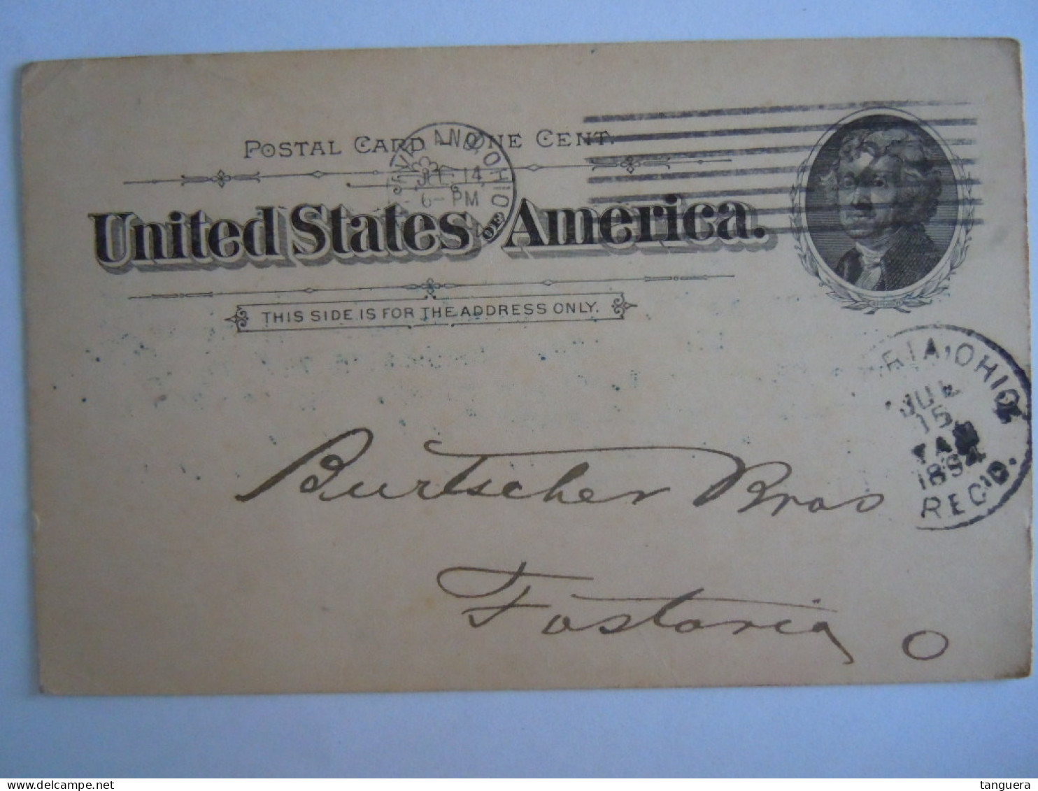 USA Jul 1894 Scott UX12 Postal Card Fruit And Veg Company Cleveland, Ohio To Burtscher Fostoria Entier Ganzsache - ...-1900