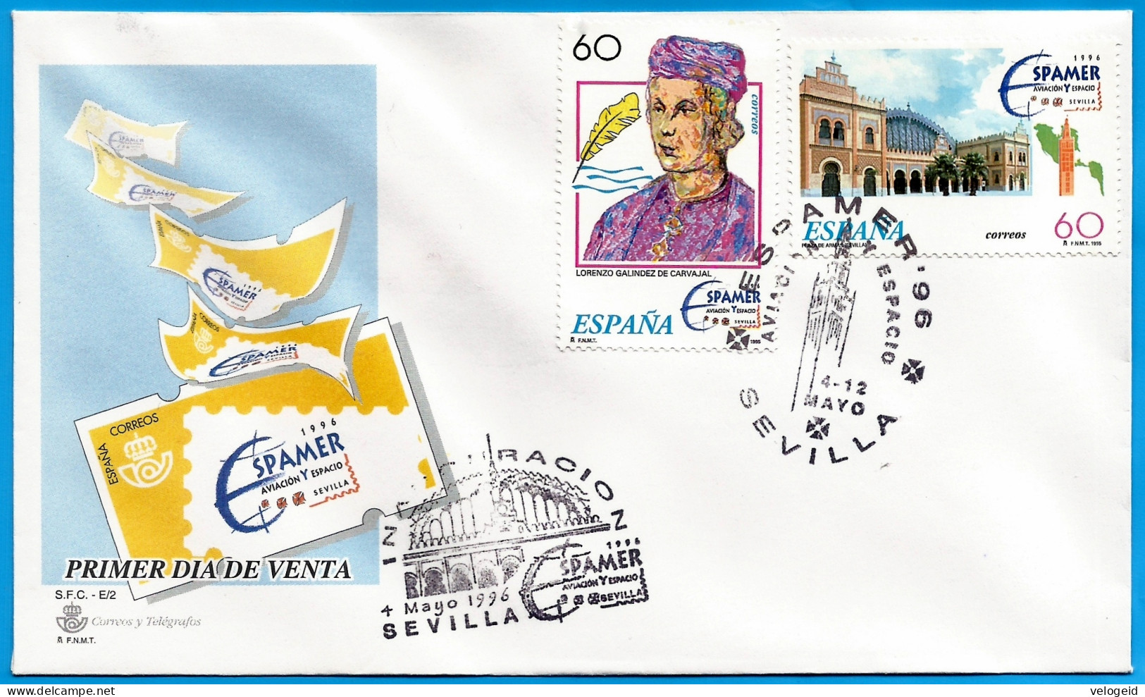 España. Spain. 1996. ESPAMER '96. Aviacion Y Espacio. Sevilla - Máquinas Franqueo (EMA)