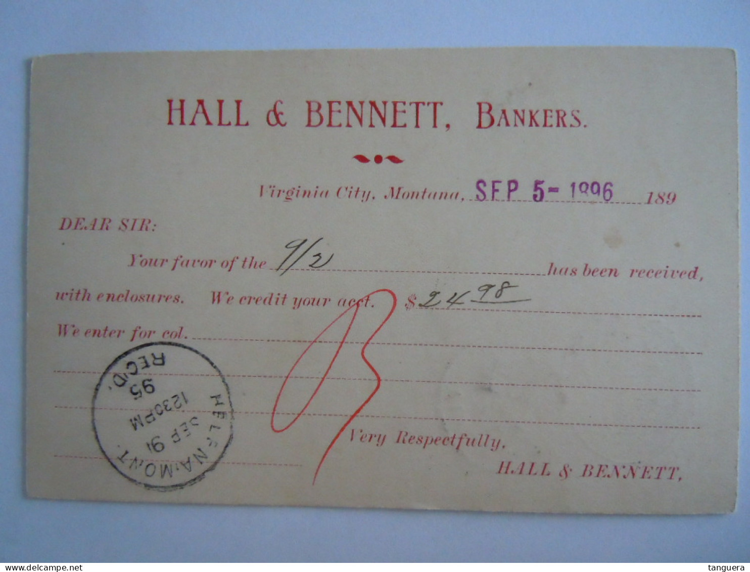 USA Sep 1896 Scott UX12 Postal Card Virginia City, Montana To Helena, Mont Entier Ganzsache - ...-1900