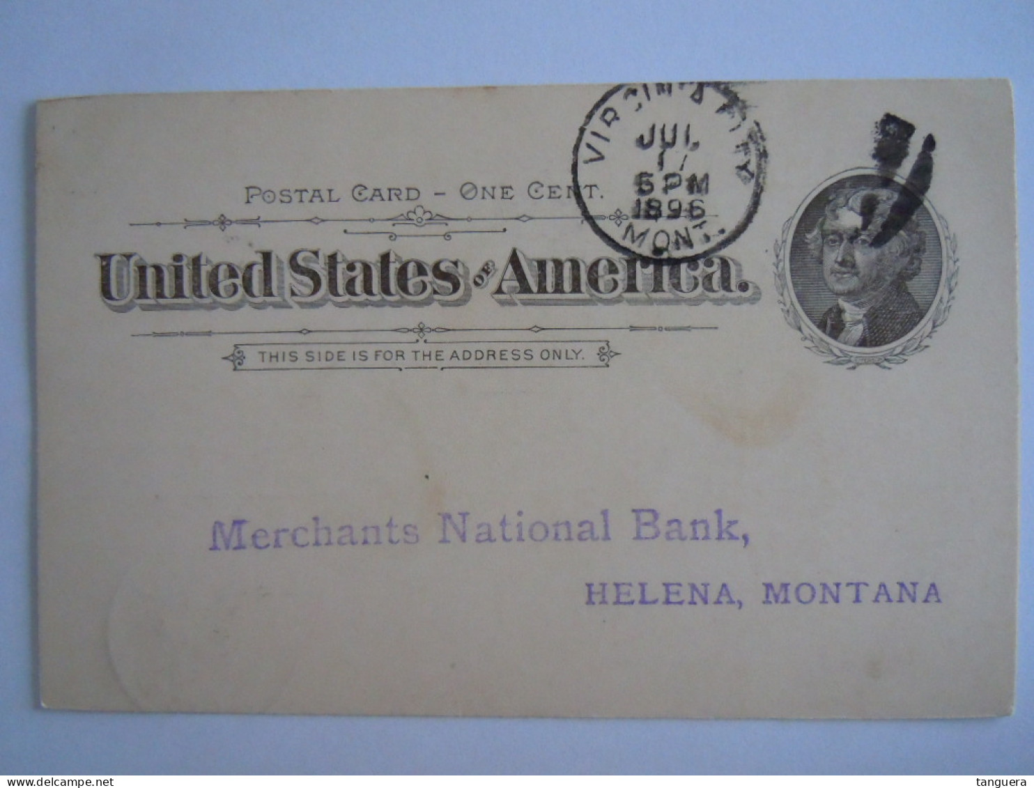 USA Jul 1896 Scott UX12 Postal Card Virginia City, Montana To Helena, Mont Entier Ganzsache - ...-1900