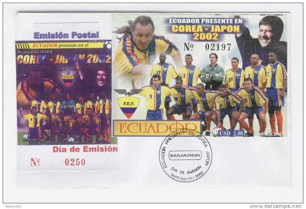 Ecuador - Busta Fdc Con Foglietto: Qualificazione A Corea/Giappone 2002: Semi-ufficiale? - 2002 – Zuid-Korea / Japan