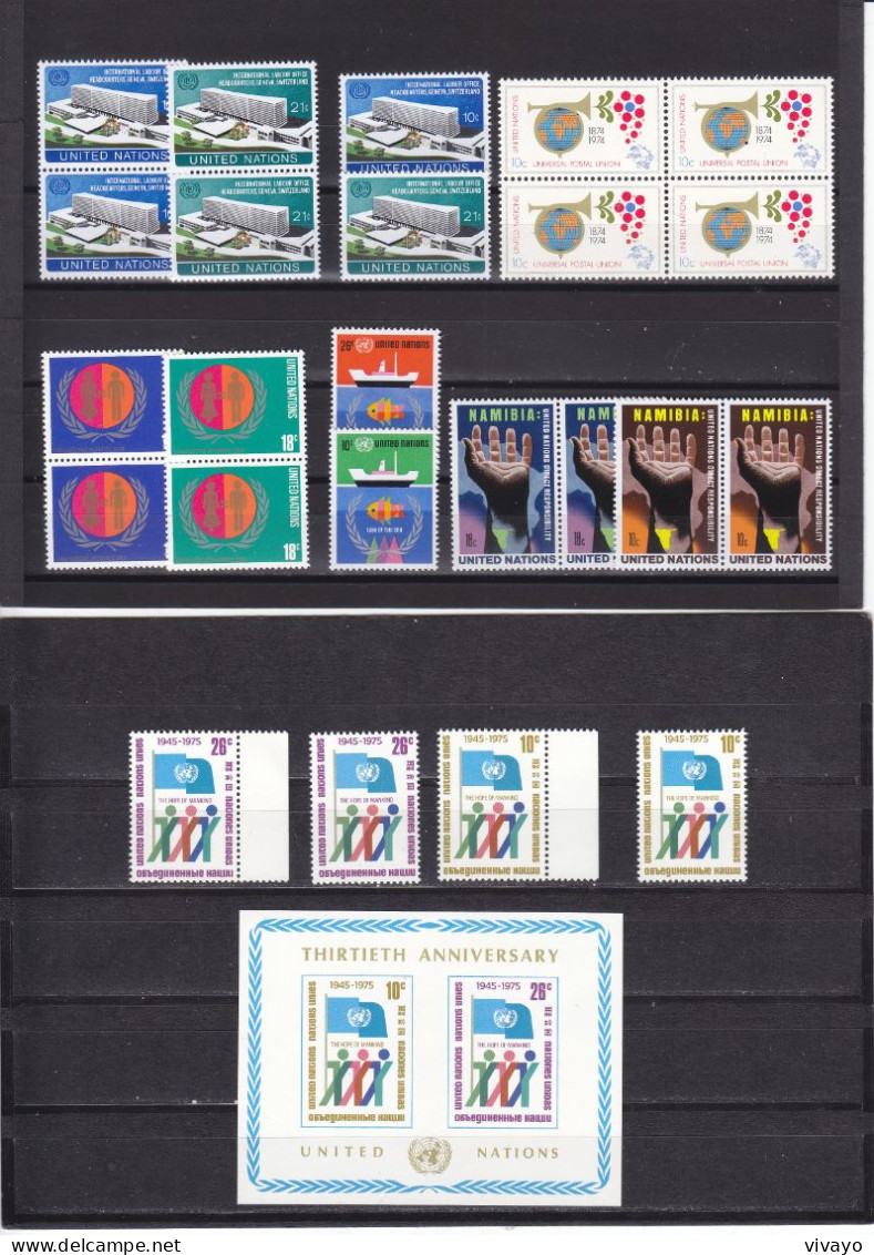 UNO NEW YORK - ** / MNH - 1974 - IAO HEADQUARTERS, UPU, WOMENS INT. YEAR, NAMIBIA, 30TH ANNIV. UNO - Unused Stamps