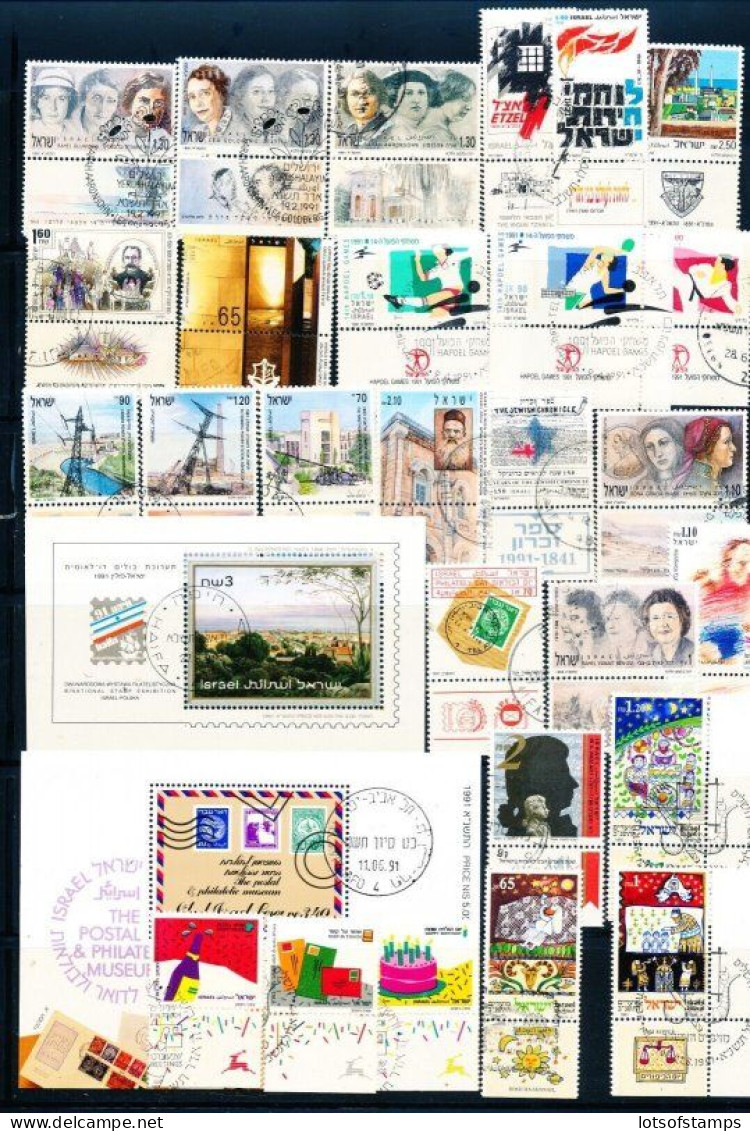 Israel 1991 Year Set Full Tabs + S/sheets VF WITH 1st DAY POST MARKS - Used Stamps (with Tabs)