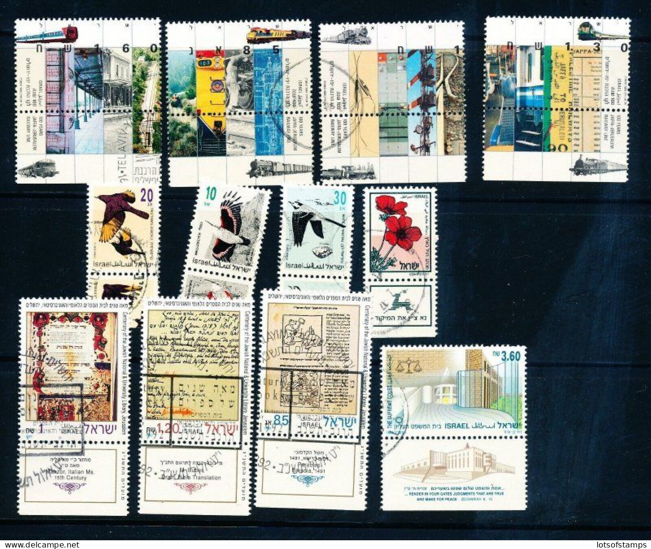 Israel 1992 Year Set Full Tabs + S/sheets VF MNH WITH 1st DAY POST MARK - Oblitérés (avec Tabs)