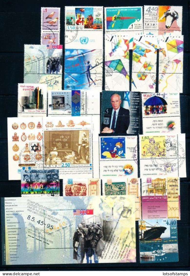 Israel 1995 Year Set Full Tabs + S/sheets VF WITH 1st DAY POST MARKS - Used Stamps (with Tabs)