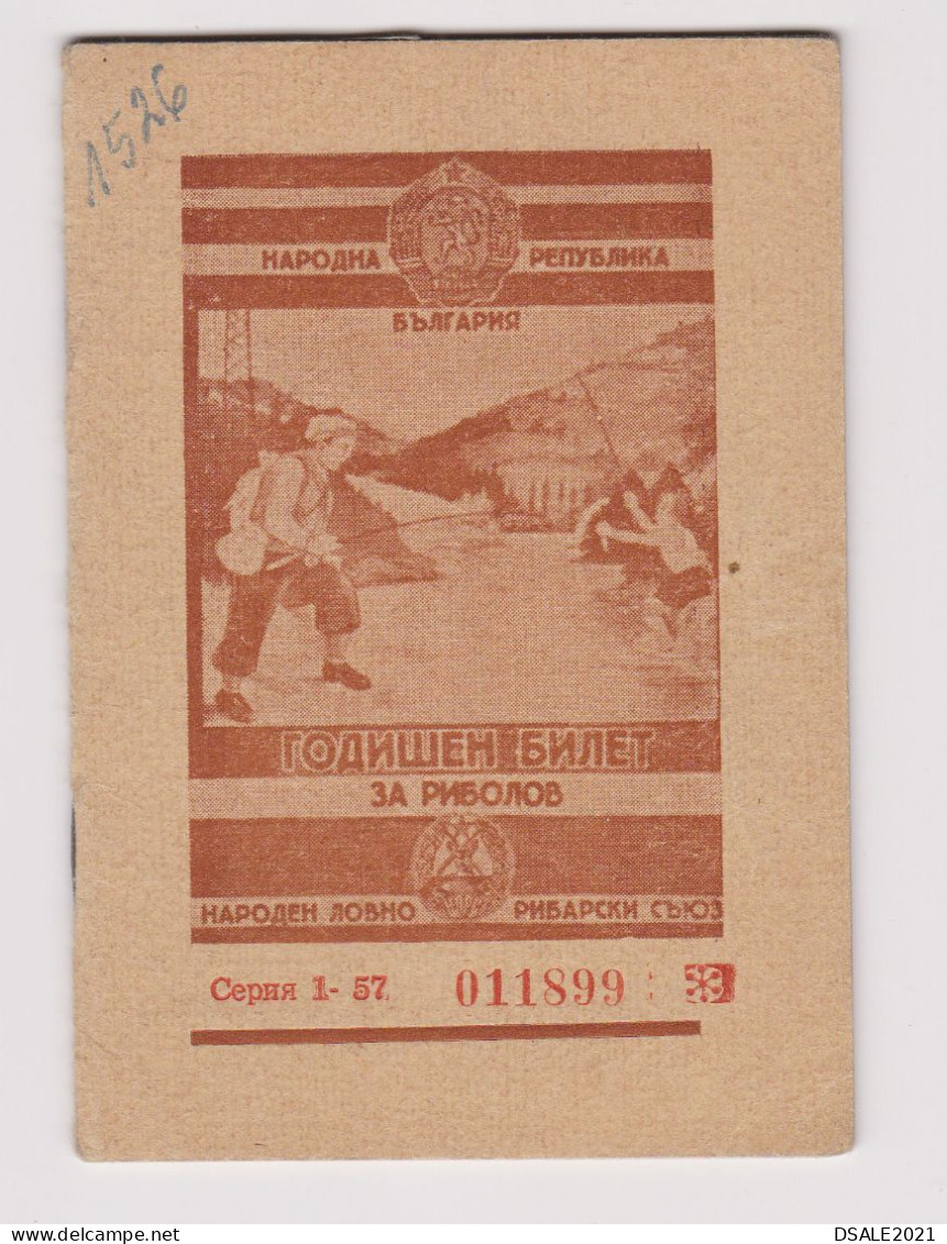 Bulgaria Bulgarie Bulgarian Hunting And Fishing Union 1957 Year Licenses W/33.20Lv. Membership Fee Stamp Revenue /66768 - Lettres & Documents