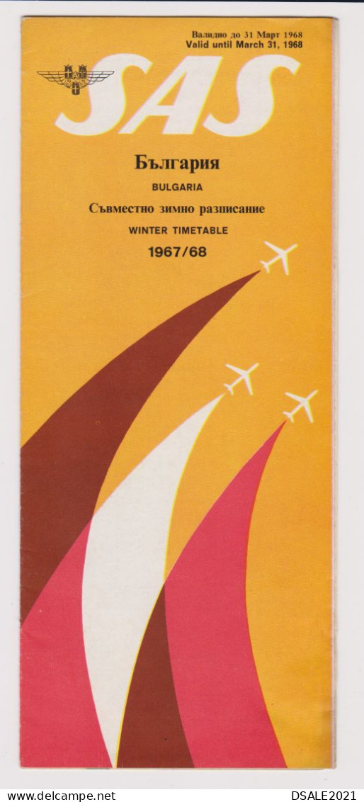 Scandinavian Airlines Carrier SAS Airlines Bulgarian Edition,  Winter 1967/68 Timetable Schedule (55066) - Wereld