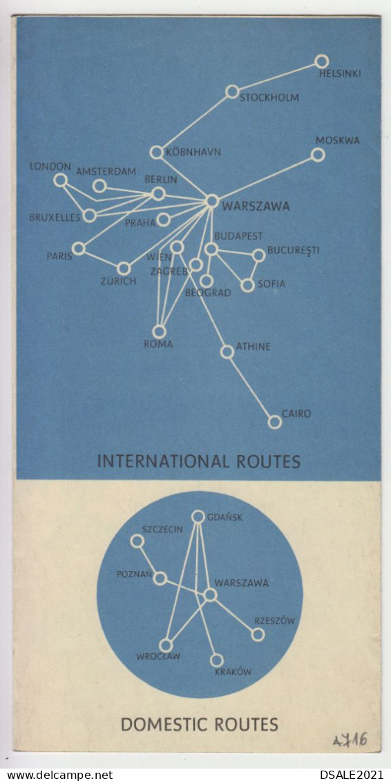 Poland Polish Airlines Carrier LOT 1970s Route Map Brochure, Domestic Routes (4716) - Werbung