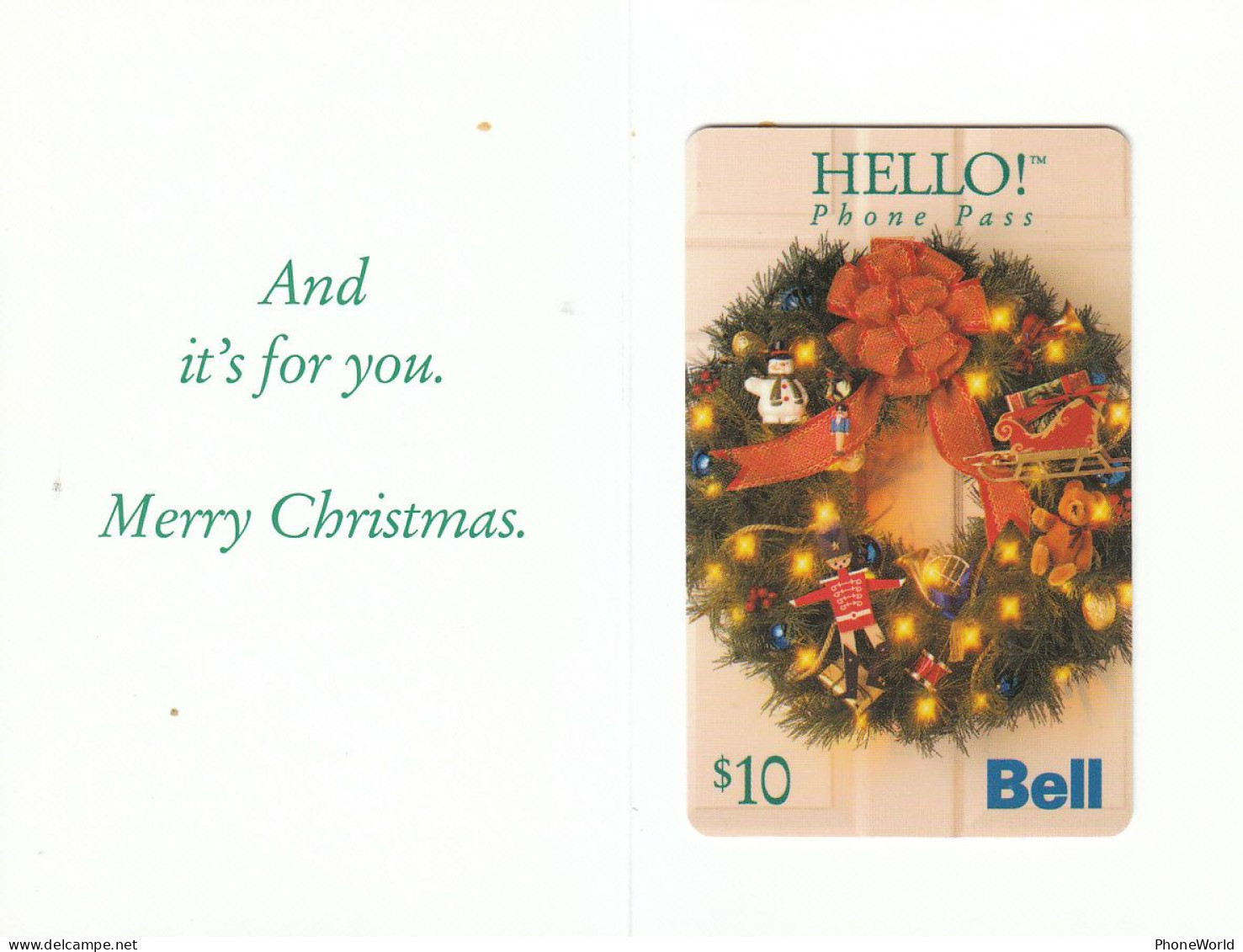 Canada, Bell 11/1994, Santa Called, Mint Hello Phone Pass $10, RRR, Christmas - Kanada