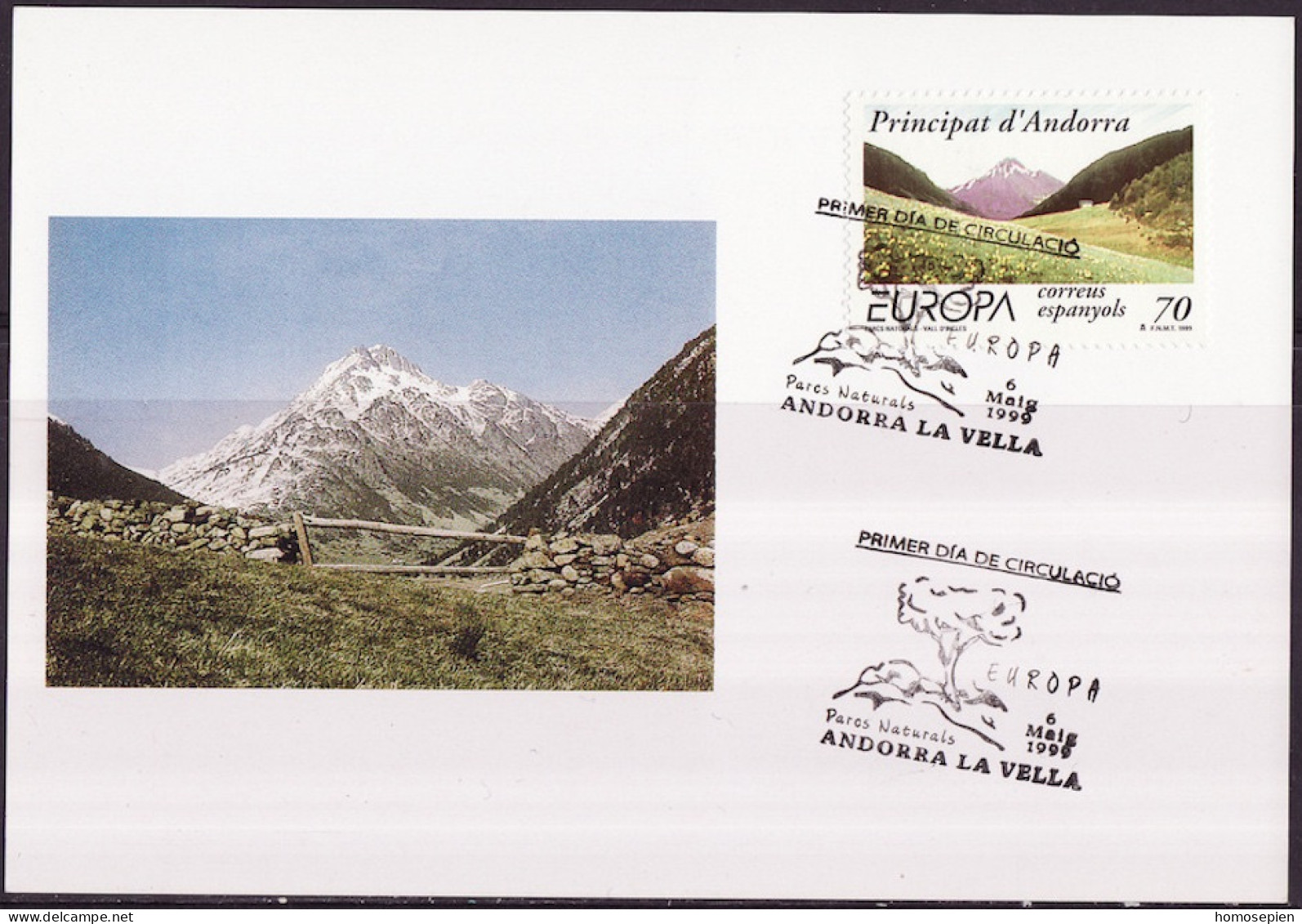 Andorre Espagnol - Andorra CM 1999 Y&T N°257 - Michel N°MK267 - 70p EUROPA - Lettres & Documents