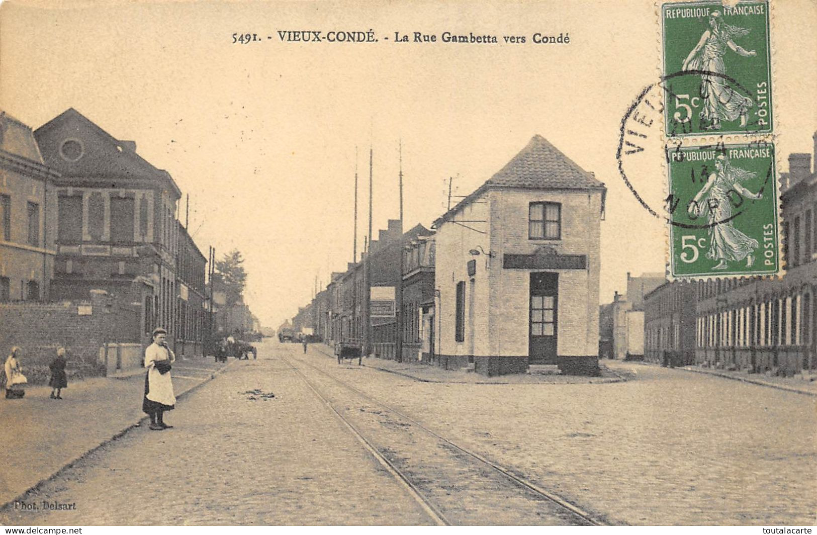 CPA  59 VIEUX CONDE LA RUE GAMBETTA VERS CONDE - Vieux Conde